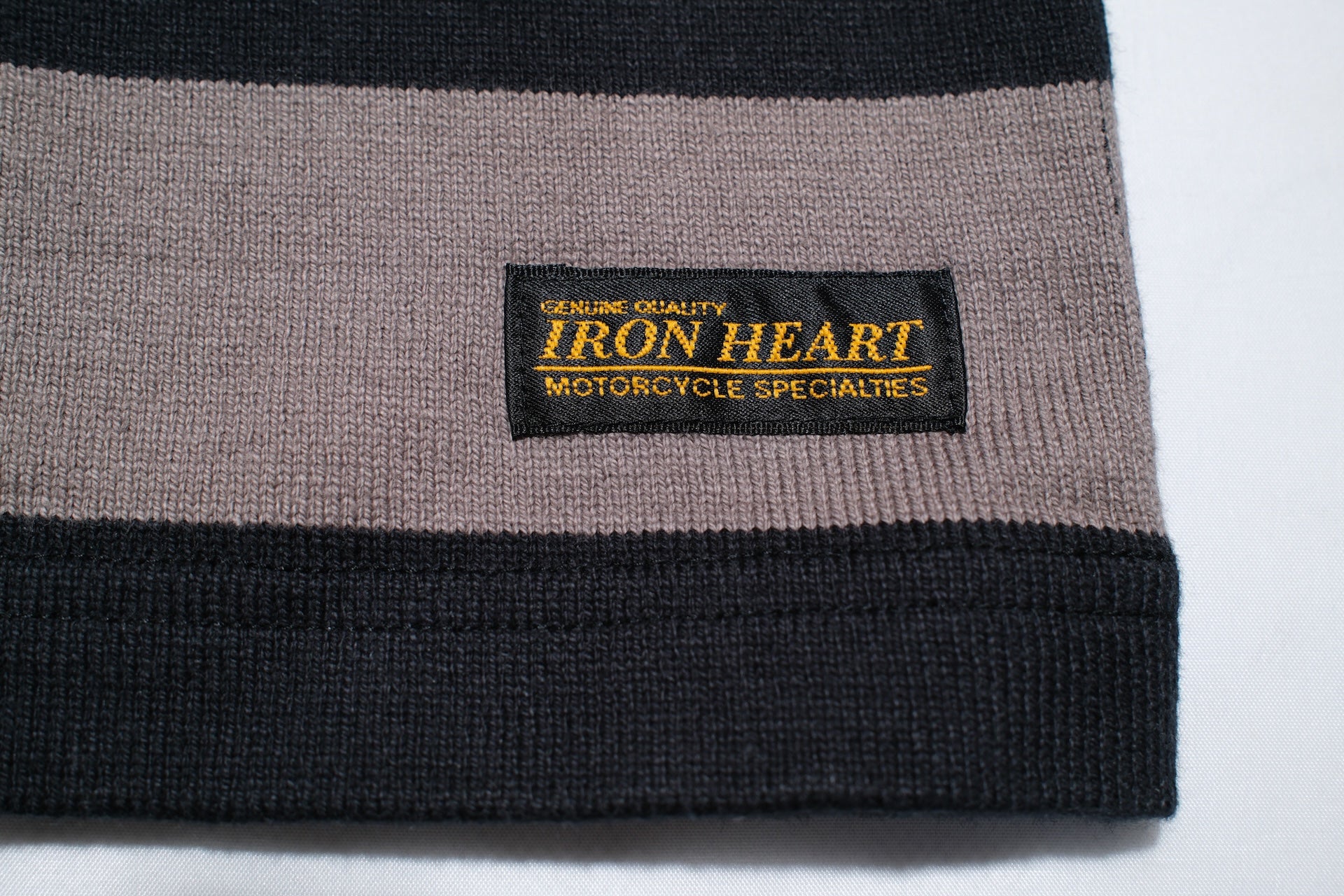 Iron Heart 11oz Cotton Knit Border L/S Sweater (Grey X Black)