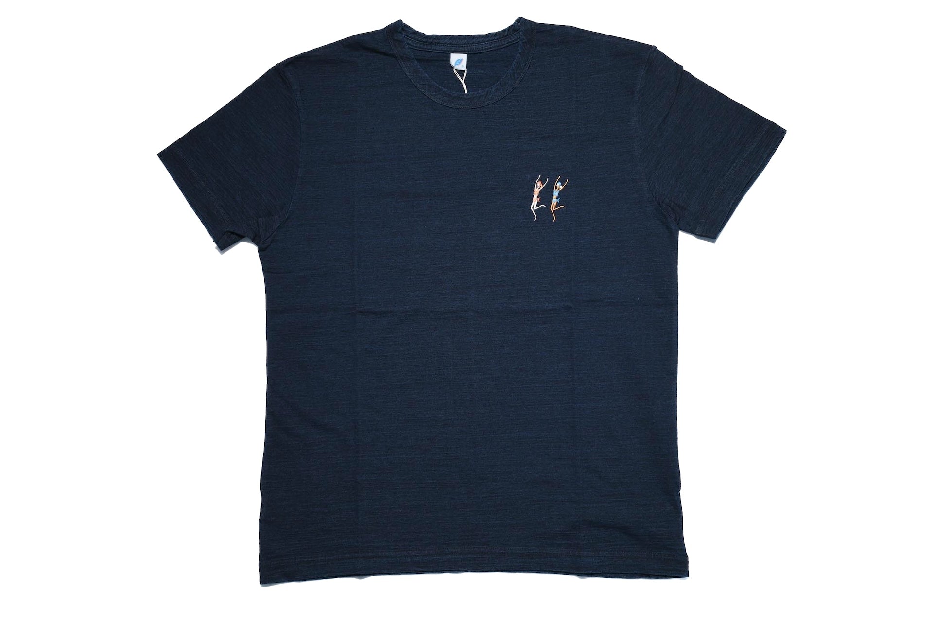 Pure Blue Japan 6.5oz Embroidered Grand Indigo Dyed Tee (Vacation)