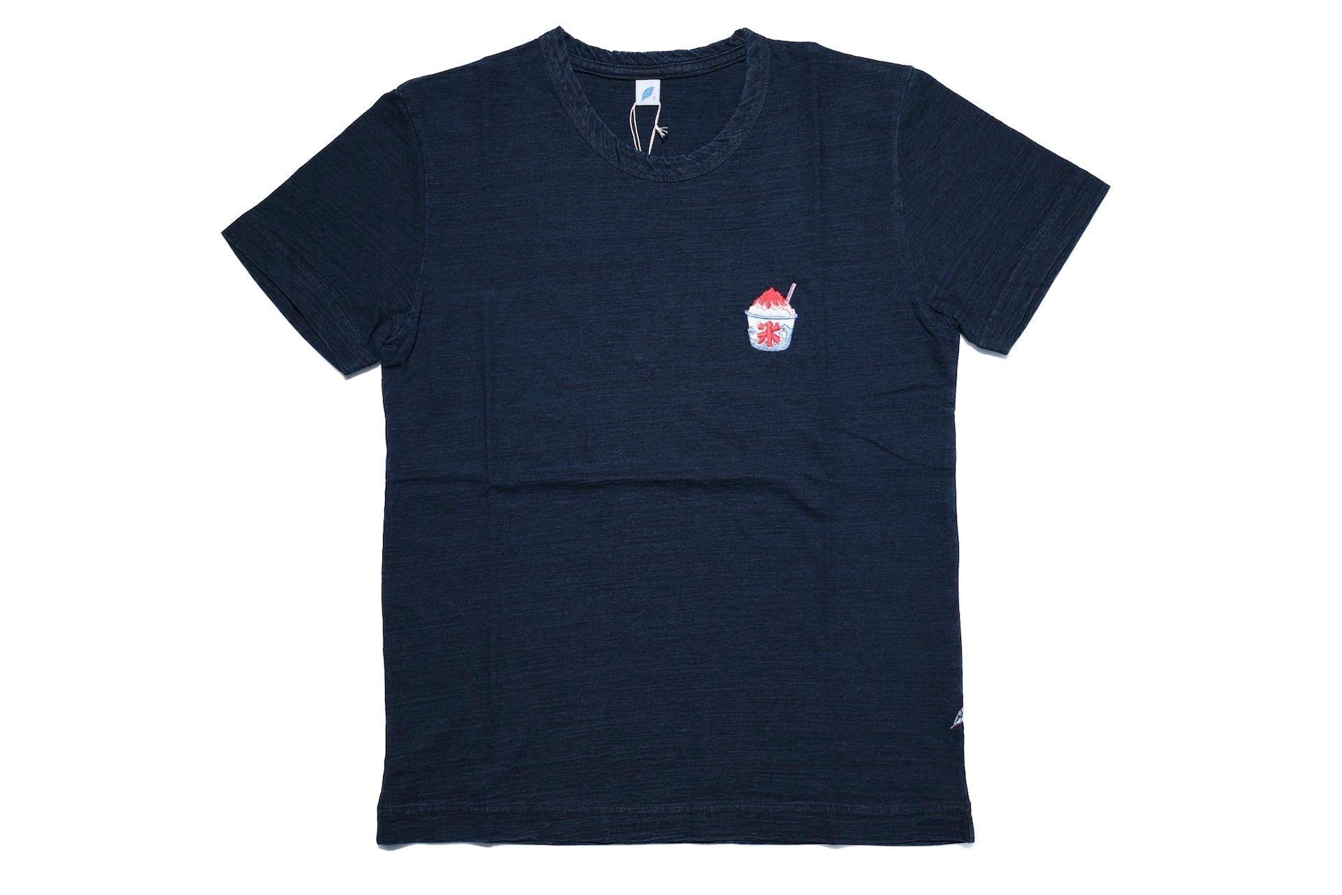 Pure Blue Japan 6.5oz Embroidered Grand Indigo Dyed Tee (Shaved Ice)