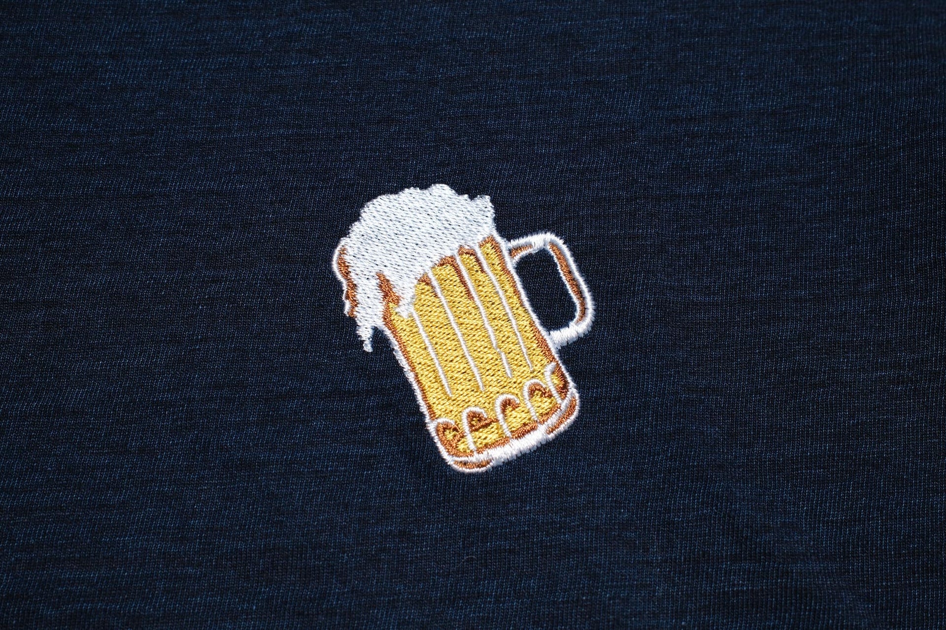 Pure Blue Japan 6.5oz Embroidered Grand Indigo Dyed Tee (Beer)