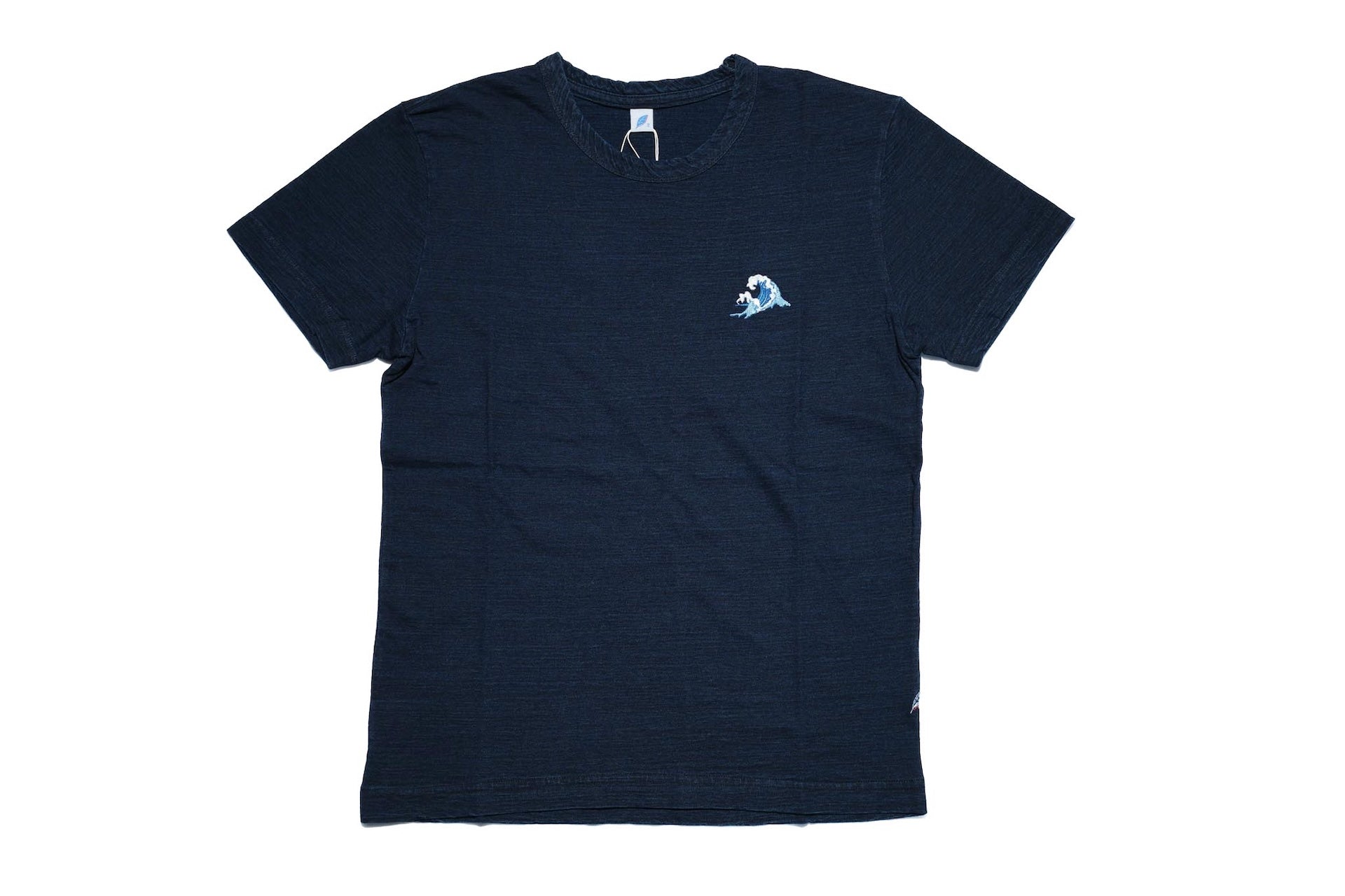 Pure Blue Japan 6.5oz Embroidered Grand Indigo Dyed Tee (Wave)