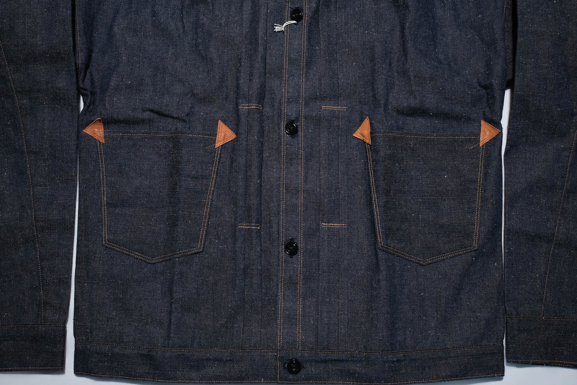 Warehouse 11oz "Greenebaum" Leather Bound Indigo Dyed Denim Blouse