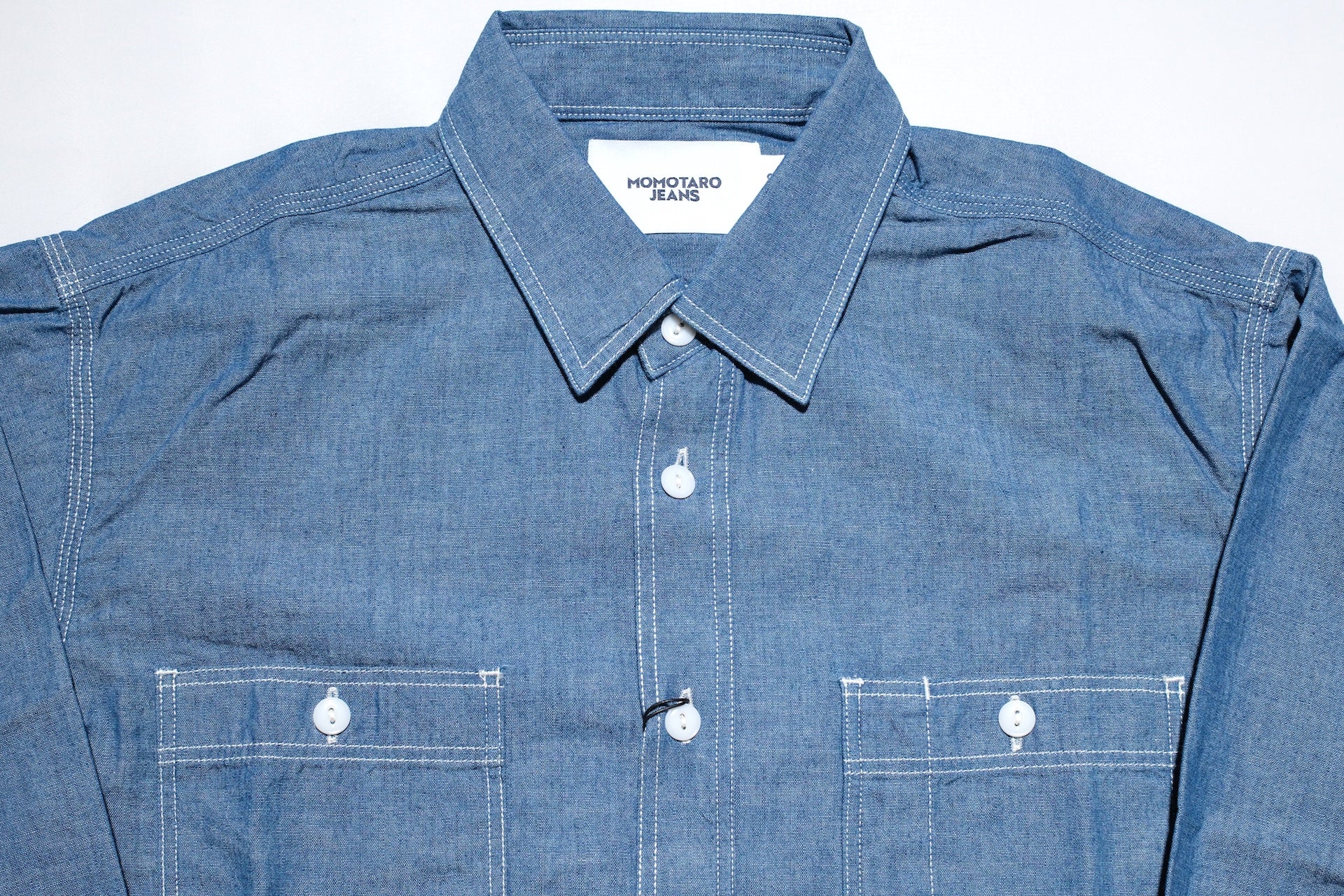 MOMOTARO JEANS 5oz Selvage Chambray “Signature” Workshirt (Indigo)