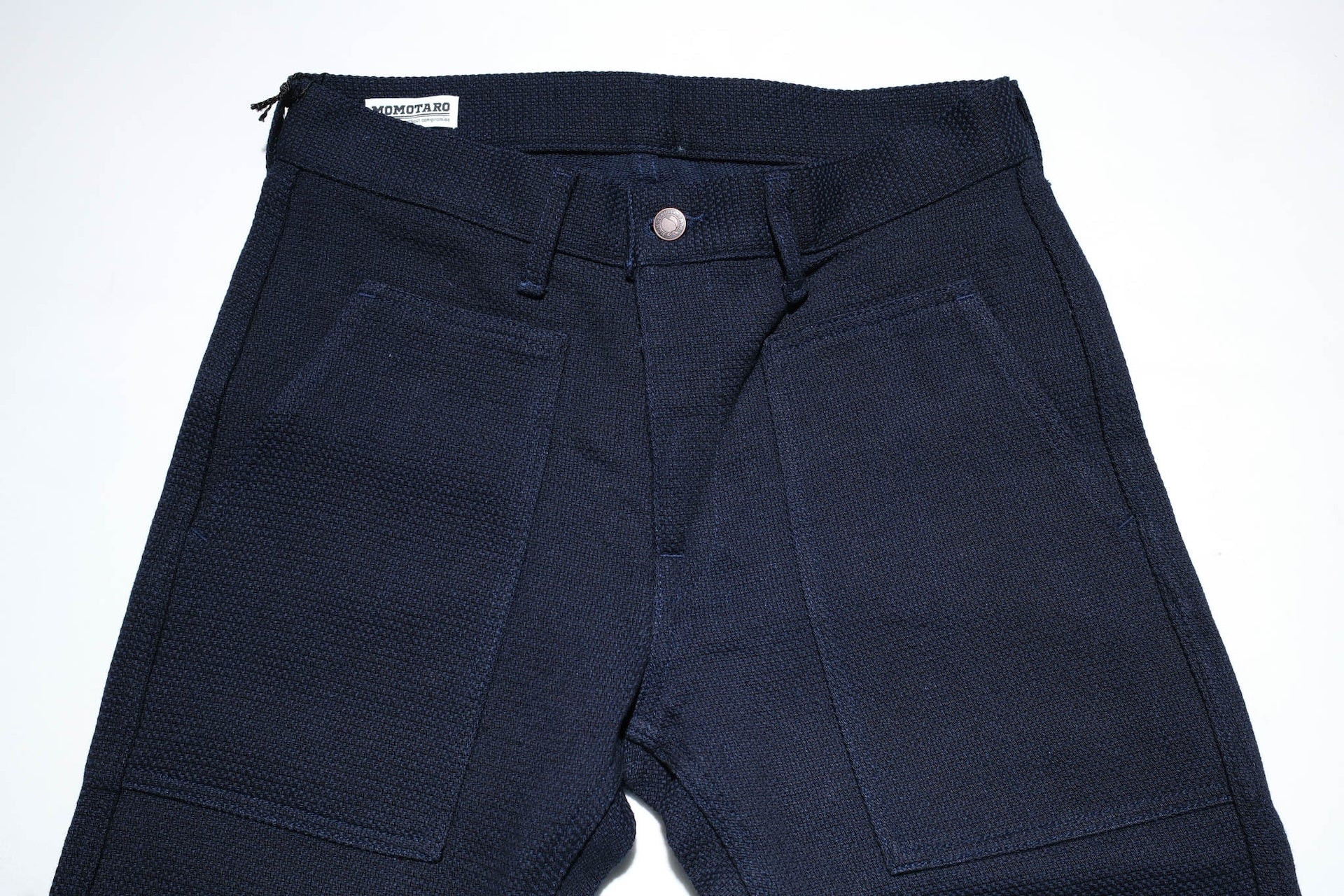 Momotaro Indigo Dyed Heavyweight Sashiko Baker Pants (Modern Straight fit)