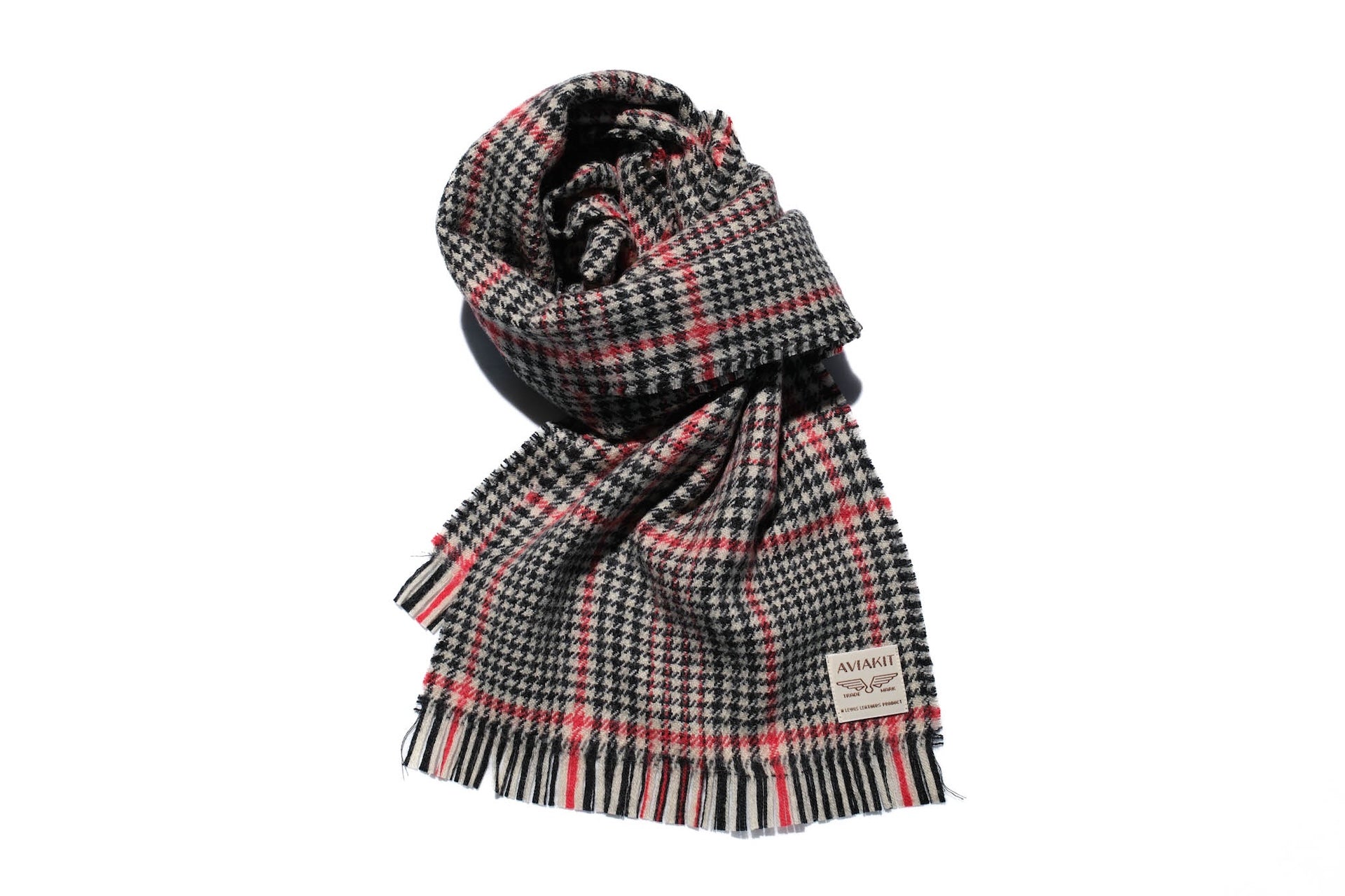 Lewis Leathers Tartan Lambs Wool Scarf (Houndtooth)