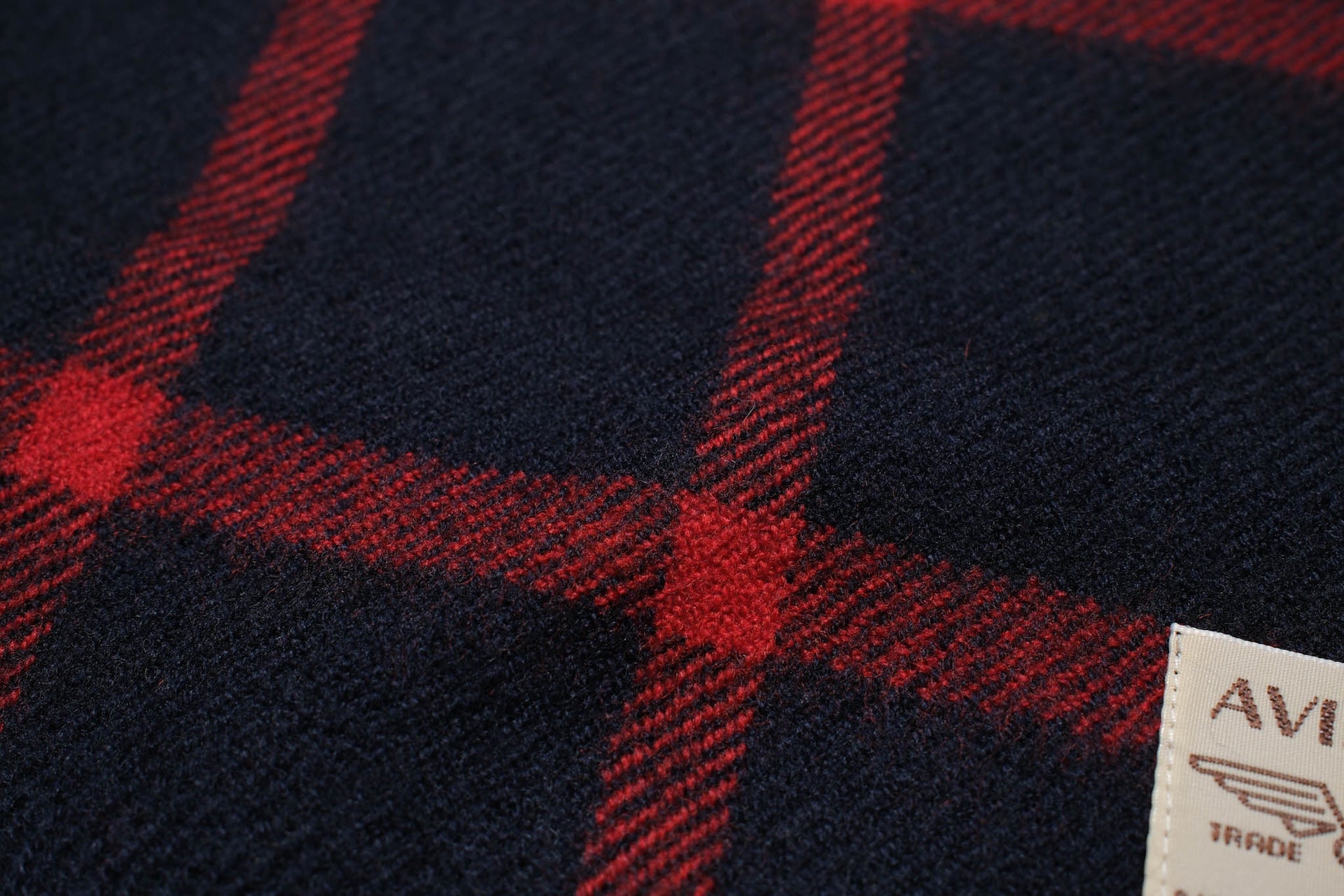 Lewis Leathers Windowpane Check Wool Scarf (Red X Navy)