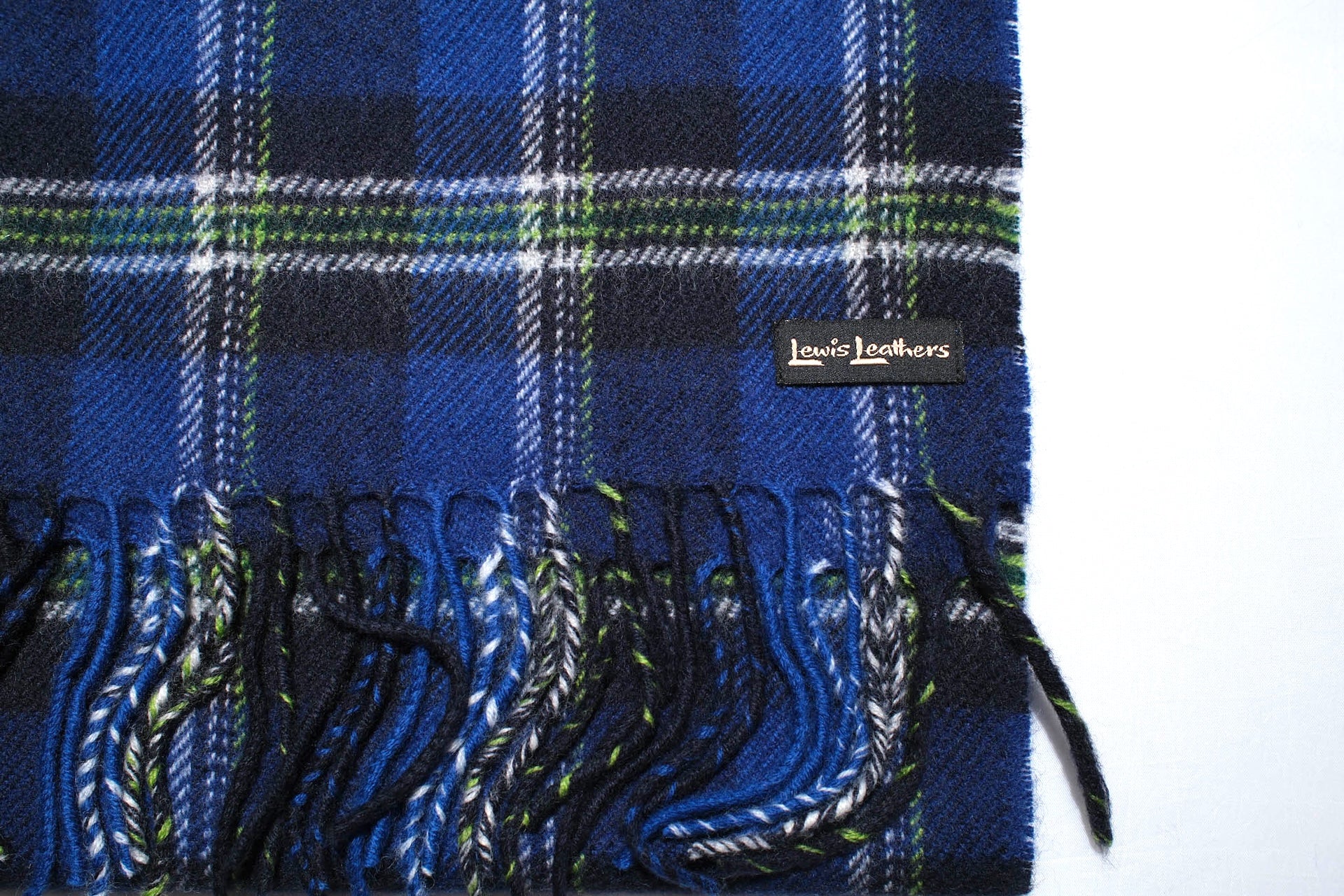 Lewis Leathers Tartan Lambs Wool Scarf (Blue)