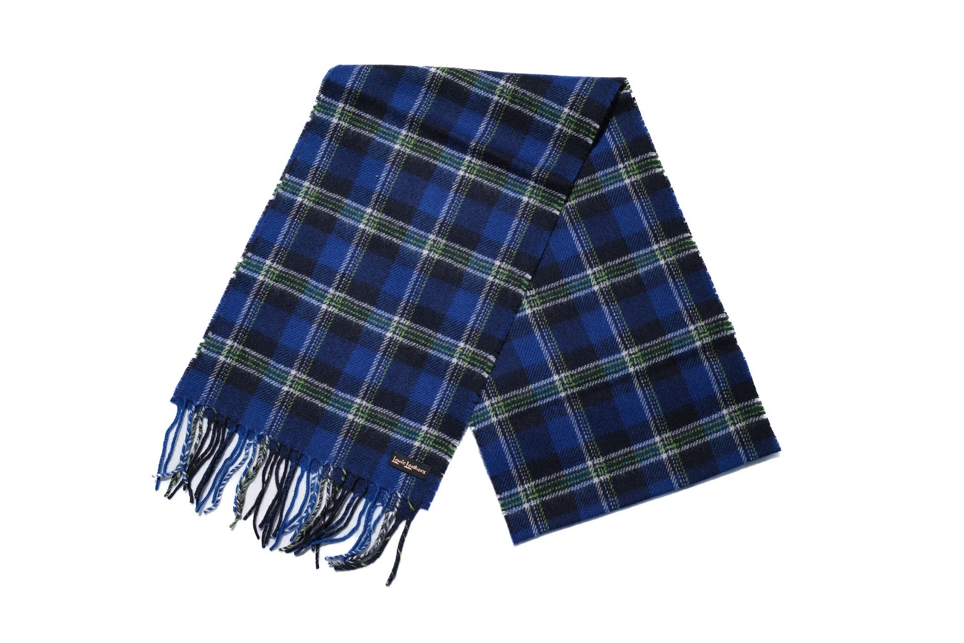 Lewis Leathers Tartan Lambs Wool Scarf (Blue)