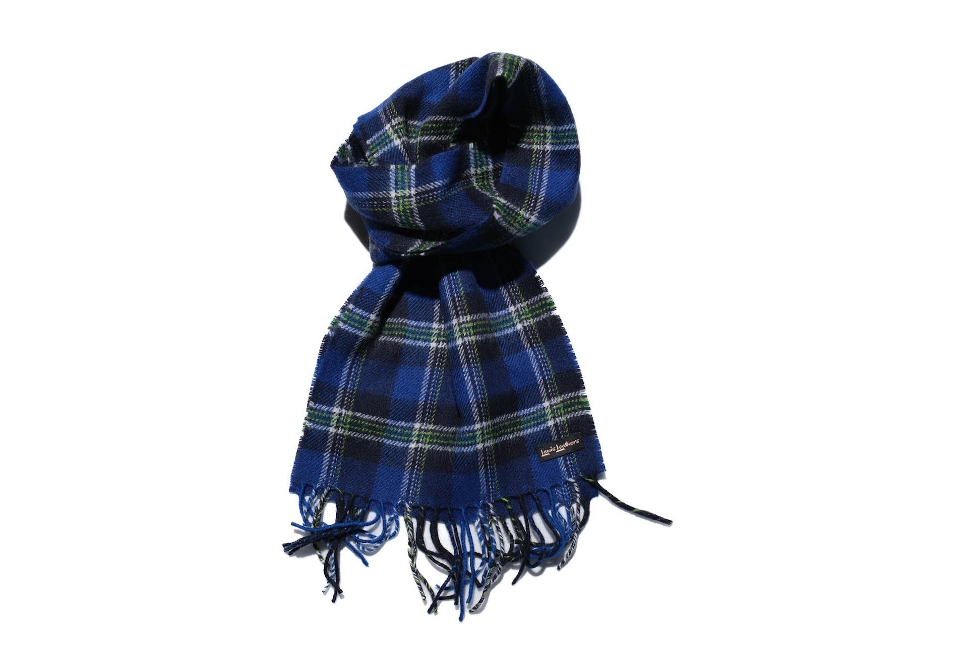 Lewis Leathers Tartan Lambs Wool Scarf (Blue)