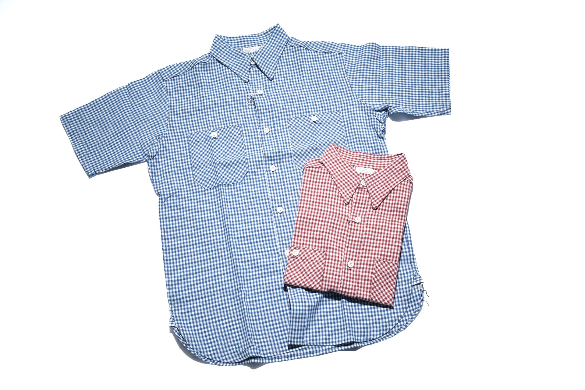 Warehouse 8oz Selvage Cotton/Linen Selvage Gingham Check S/S Work Shirt (Blue)