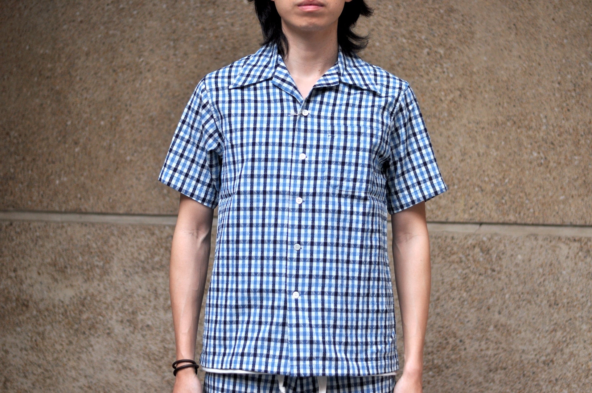 Samurai Natural Indigo Dyed “Diamond Sashiko” S/S Aloha Shirt