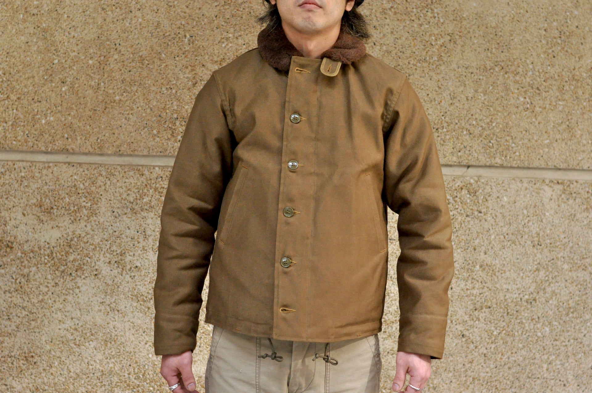 Freewheelers N-1 1940s Naval Deck Jacket (Khaki Beige