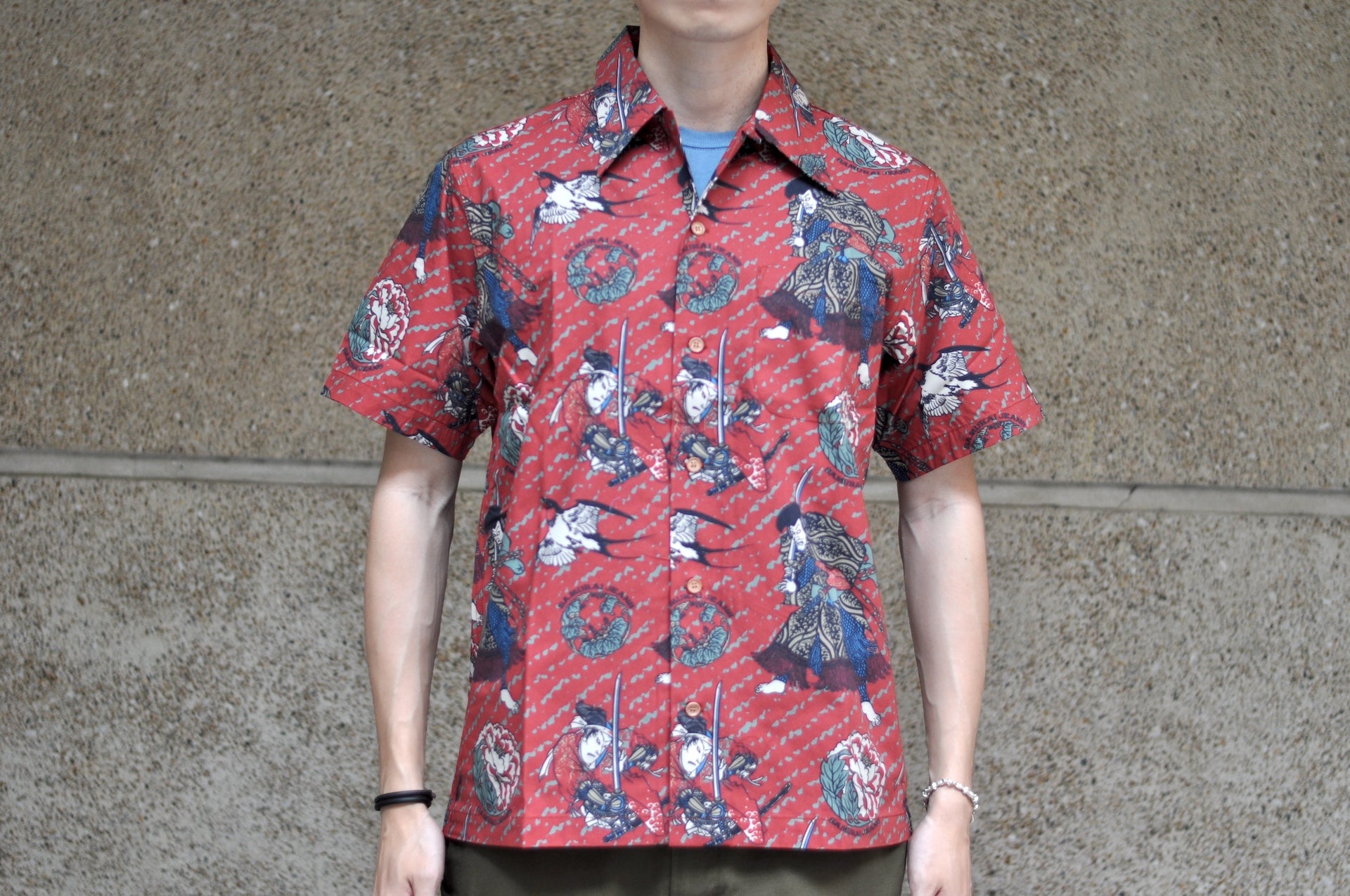 Samurai "Ukiyo-e" S/S Aloha Shirt (Red)