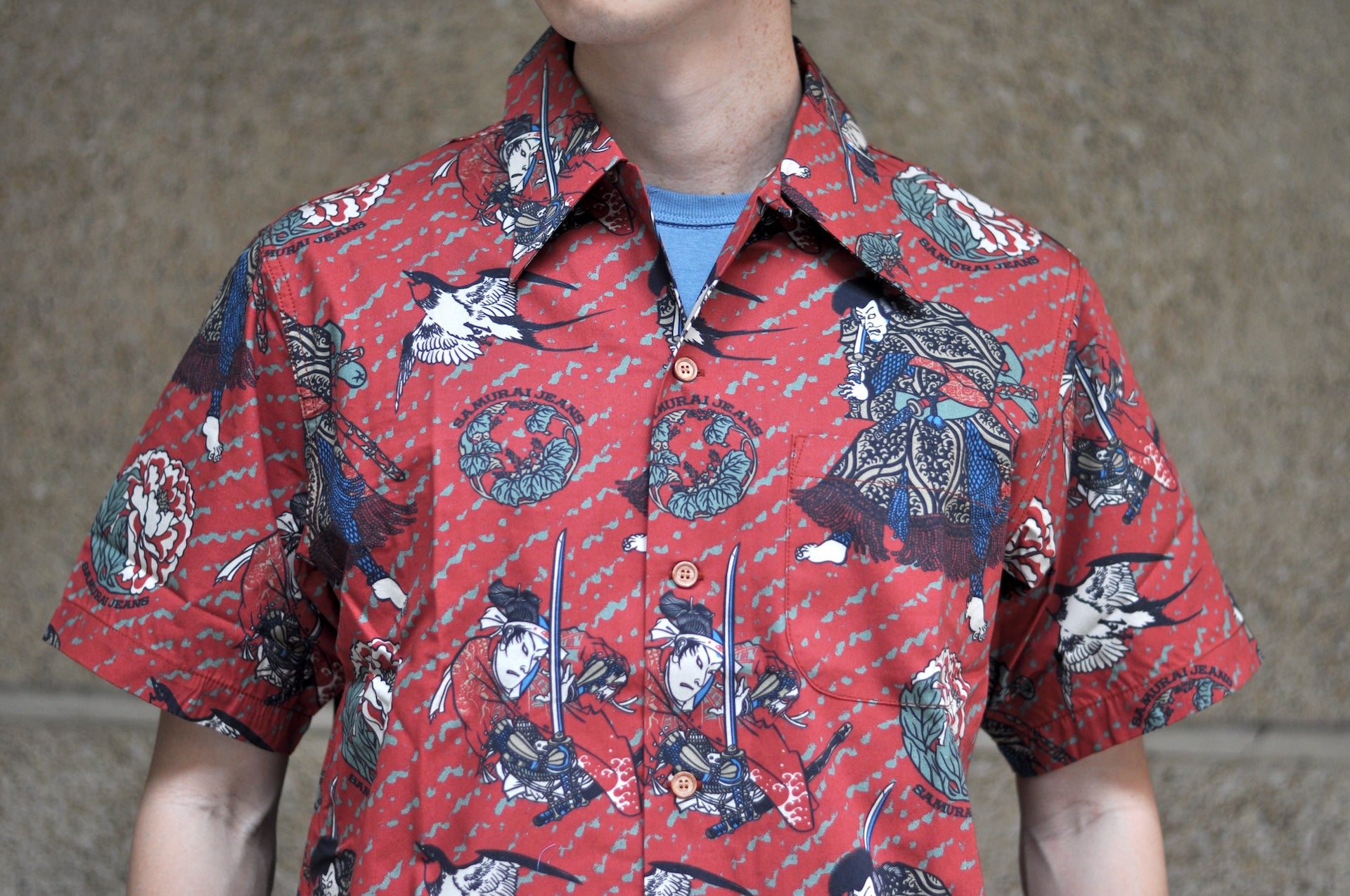 Samurai "Ukiyo-e" S/S Aloha Shirt (Red)