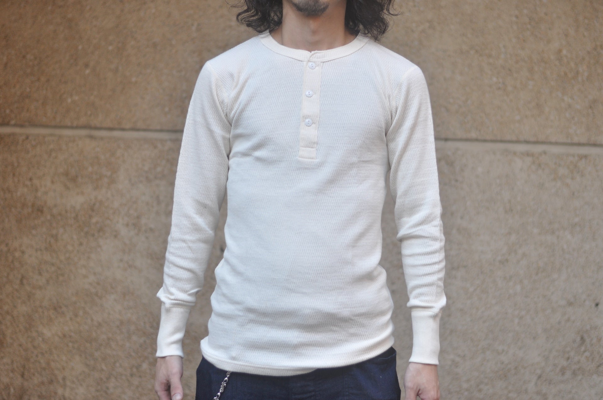 Warehouse Co. "Waffle-Knit" Henley L/S Thermal (Oatmeal)