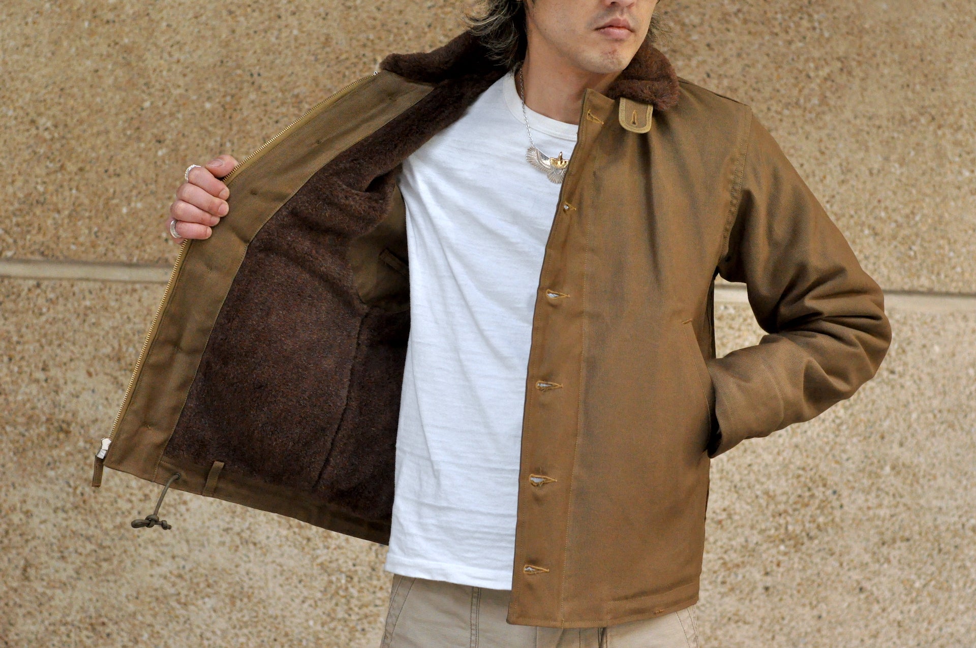 Freewheelers N-1 1940s Naval Deck Jacket (Khaki Beige)