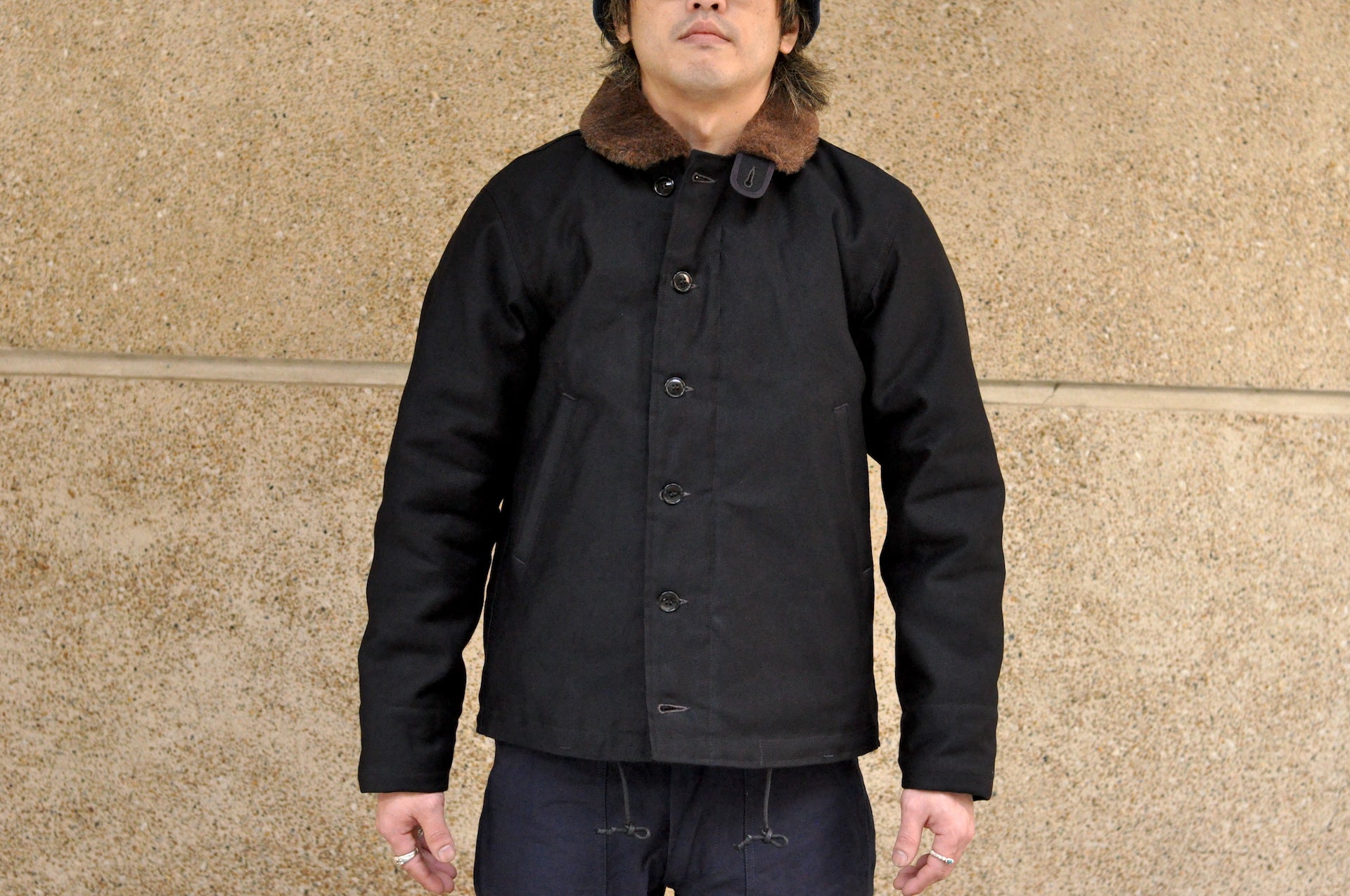 Freewheelers N-1 1940s Naval Deck Jacket (Dark Navy)