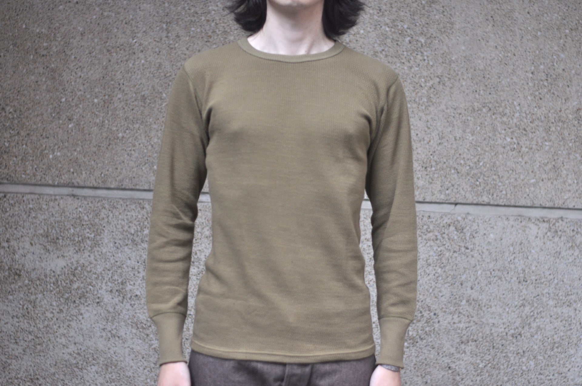 Warehouse Co. "Waffle-Knit" Plain L/S Thermal (Khaki)
