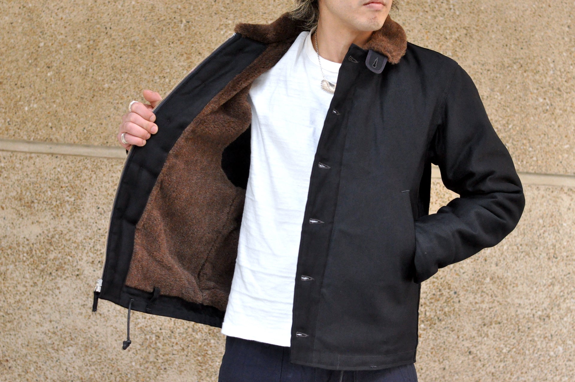 Freewheelers N-1 1940s Naval Deck Jacket (Dark Navy)