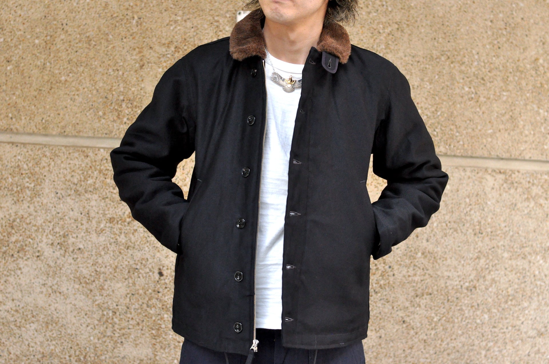 Freewheelers N-1 1940s Naval Deck Jacket (Dark Navy)