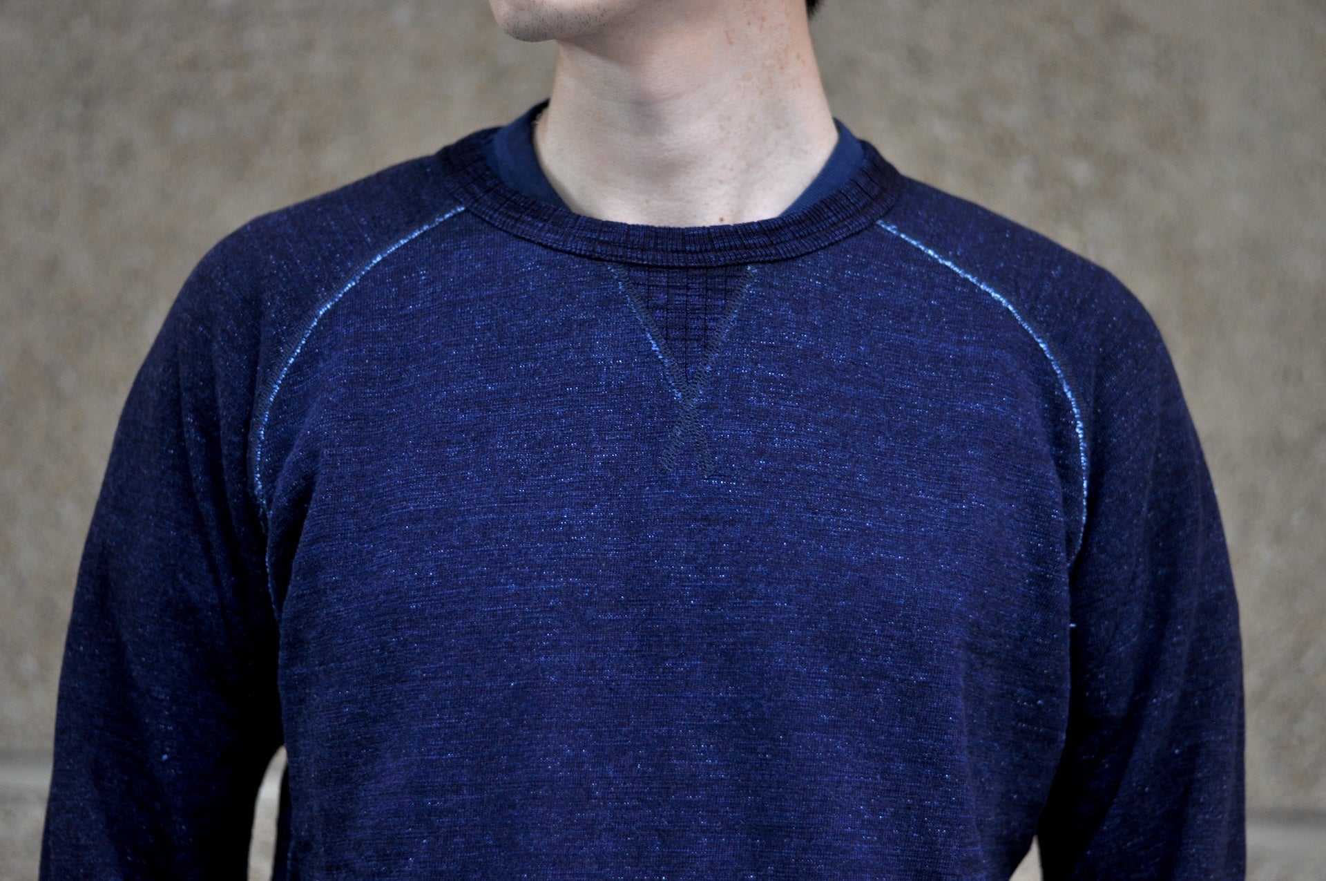 Pure Blue Japan "Slub Yarn" Raglan Sweatshirt (Grand Indigo)