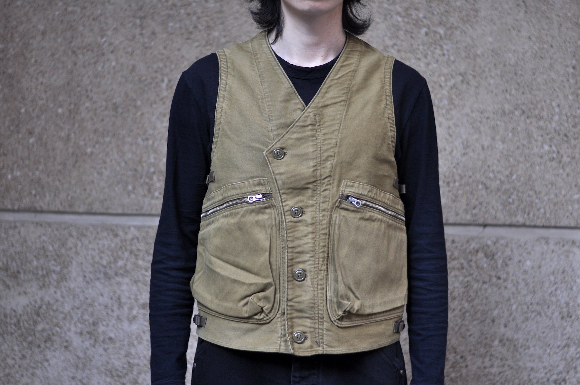 Freewheelers “Speed Engineer” Sleeveless Coat (Khaki)
