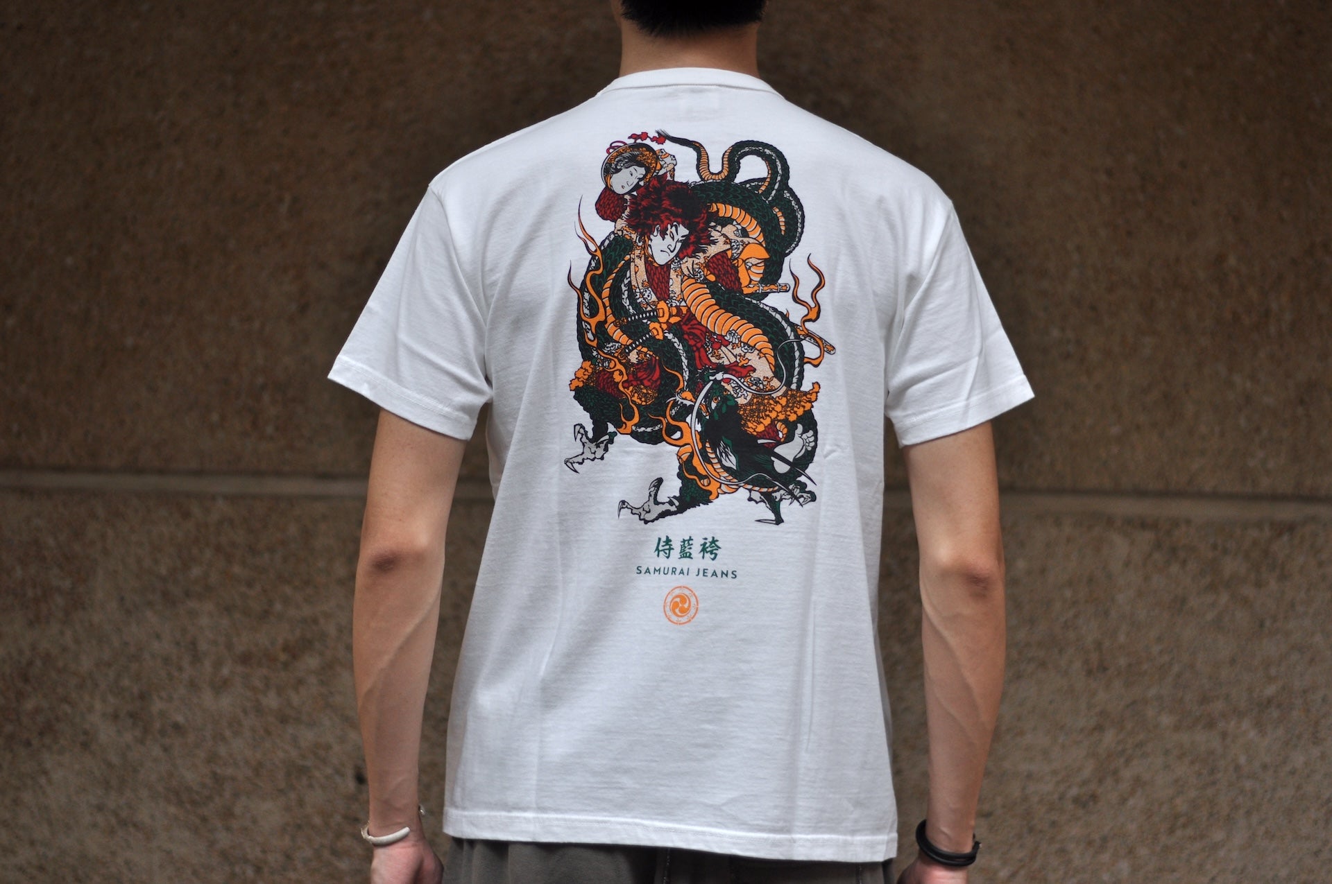 Samurai 8.5oz "Dragon Slayer Ryuou-Taro" Loopwheeled Tee (White)