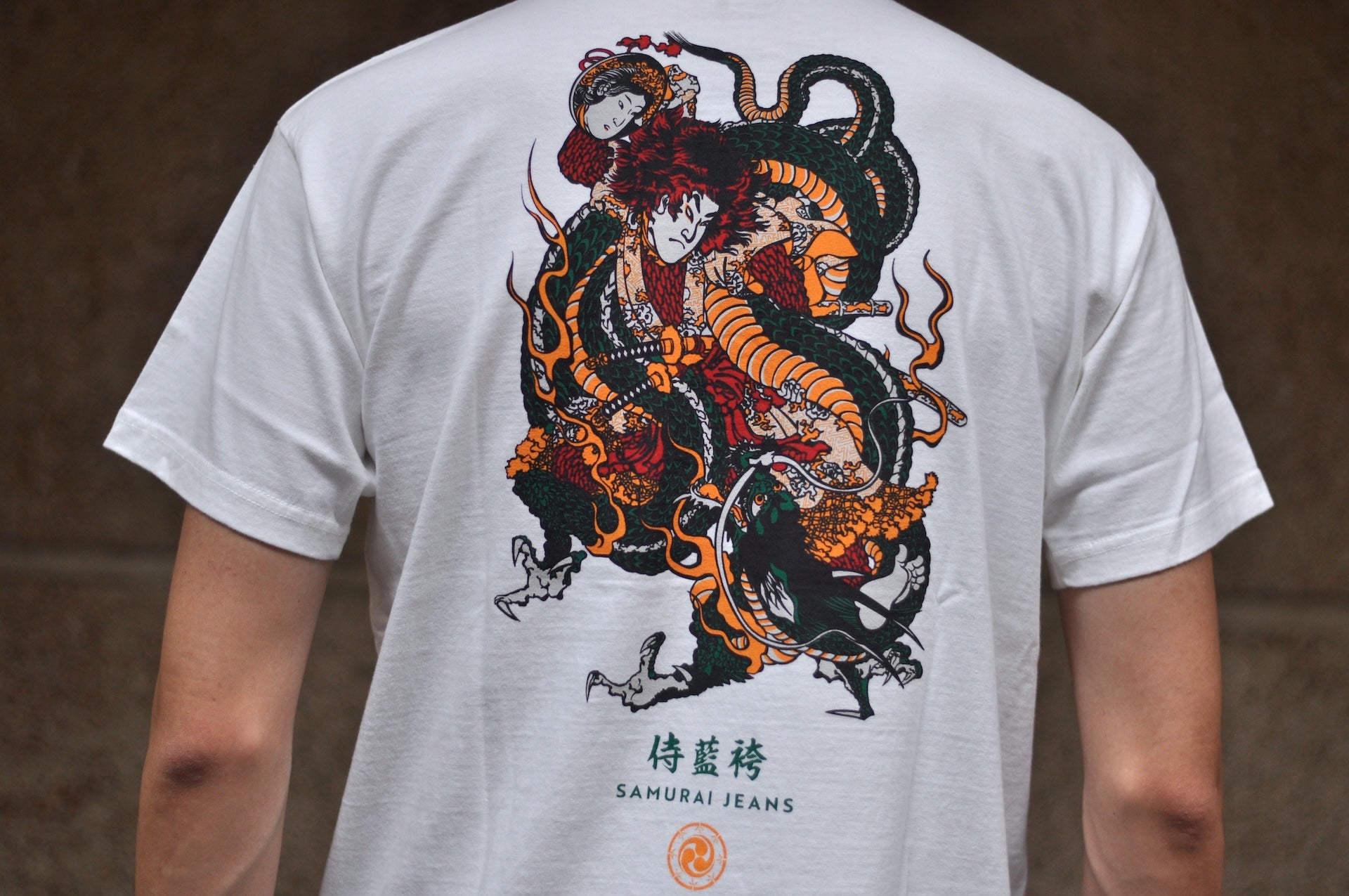 Samurai 8.5oz "Dragon Slayer Ryuou-Taro" Loopwheeled Tee (White)