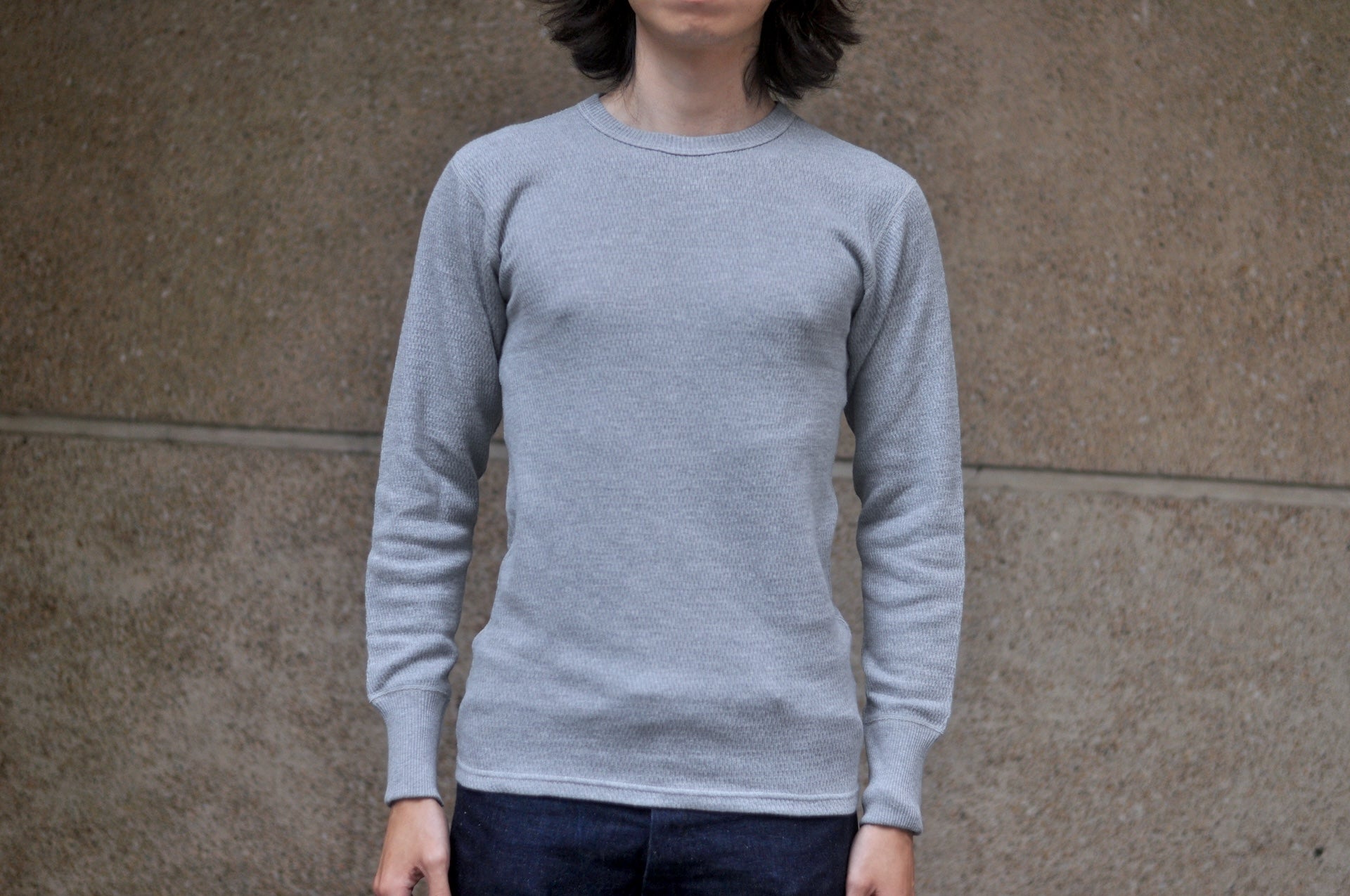 Warehouse Co. "Waffle-Knit" Plain L/S Thermal (Grey)