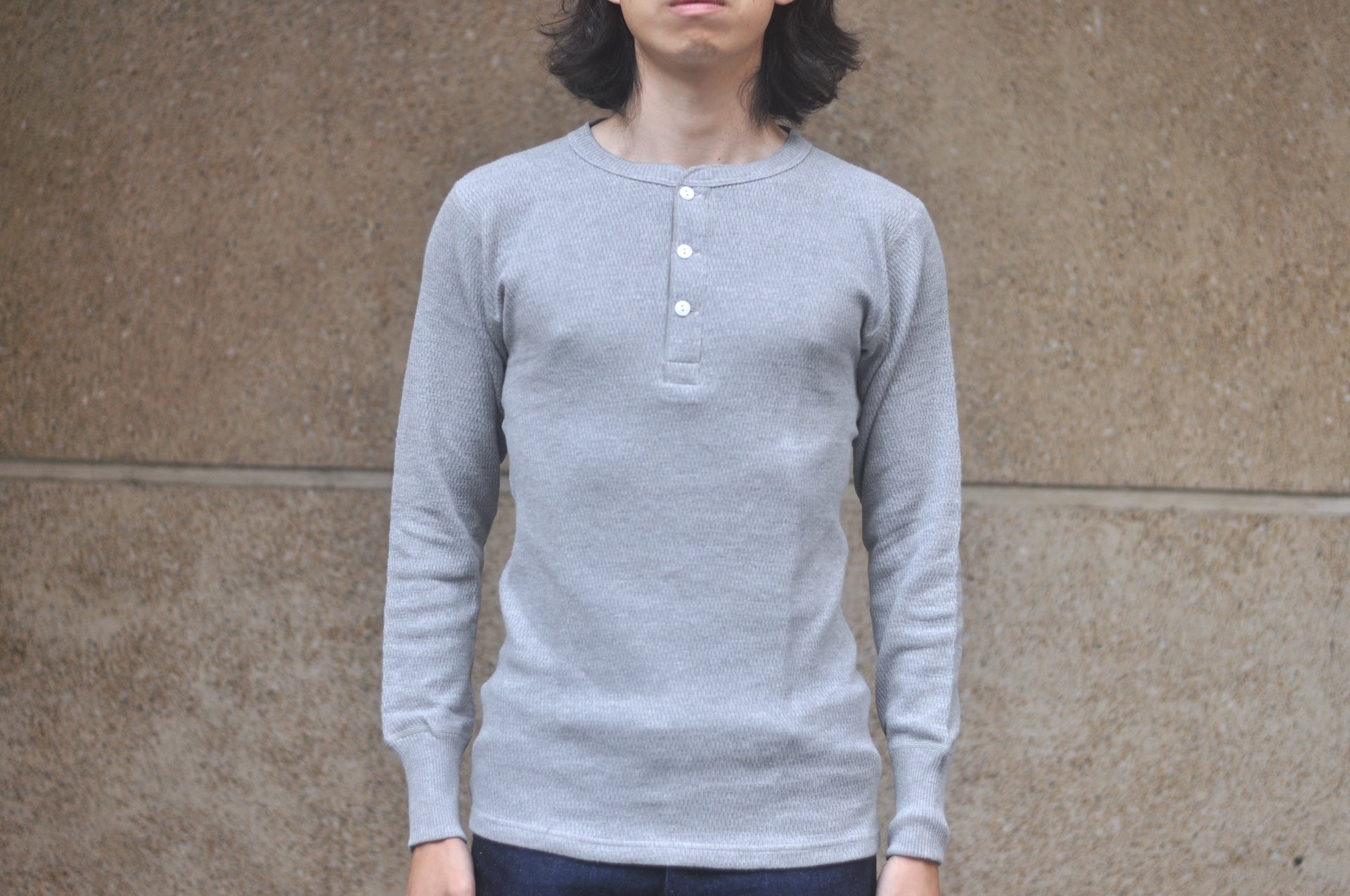 Warehouse Co. "Waffle-Knit" Henley L/S Thermal (Grey)