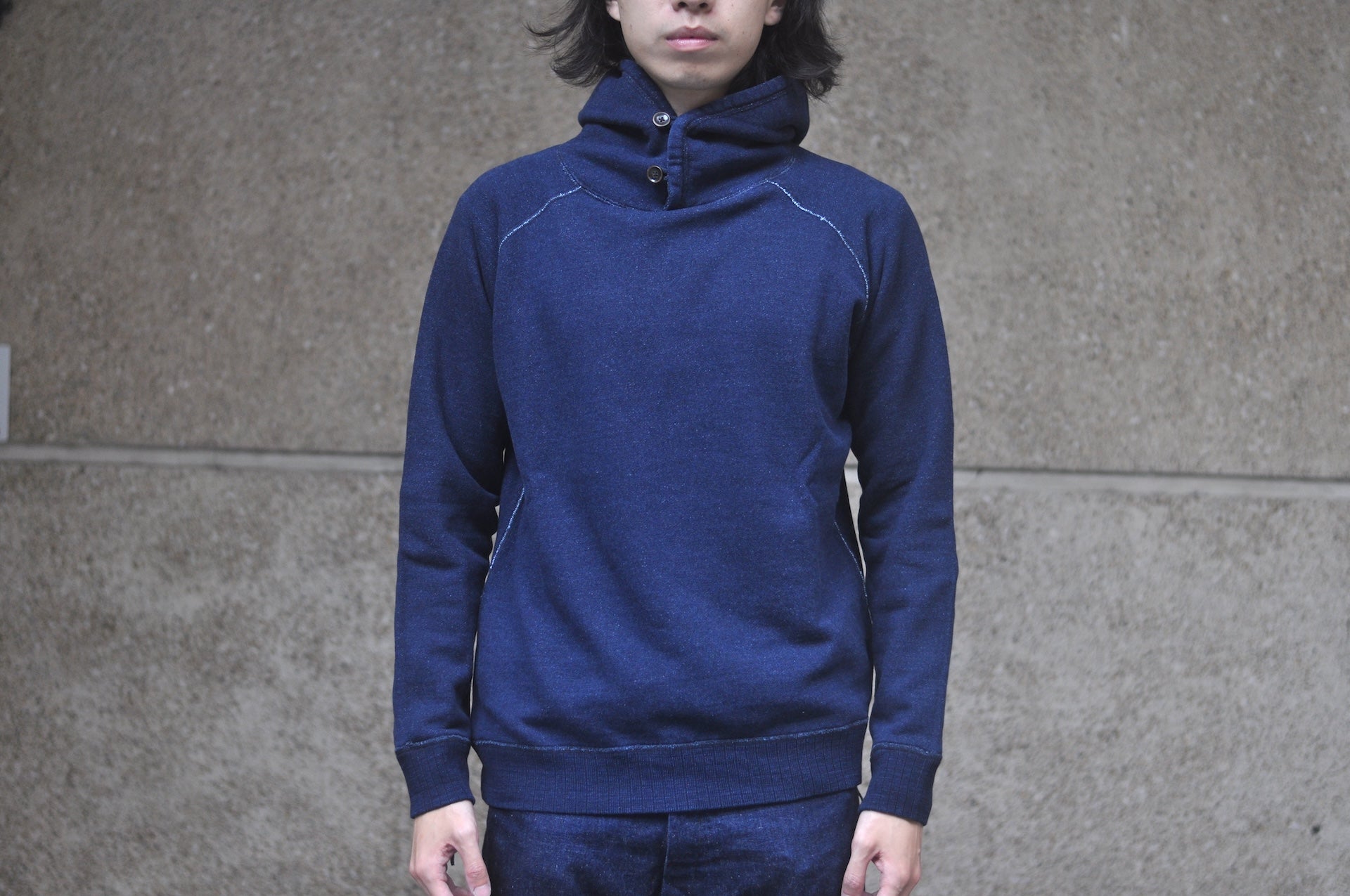 Pure Blue Japan Indigo Dyed "Signature" Raglan Pullover (Grand Indigo)