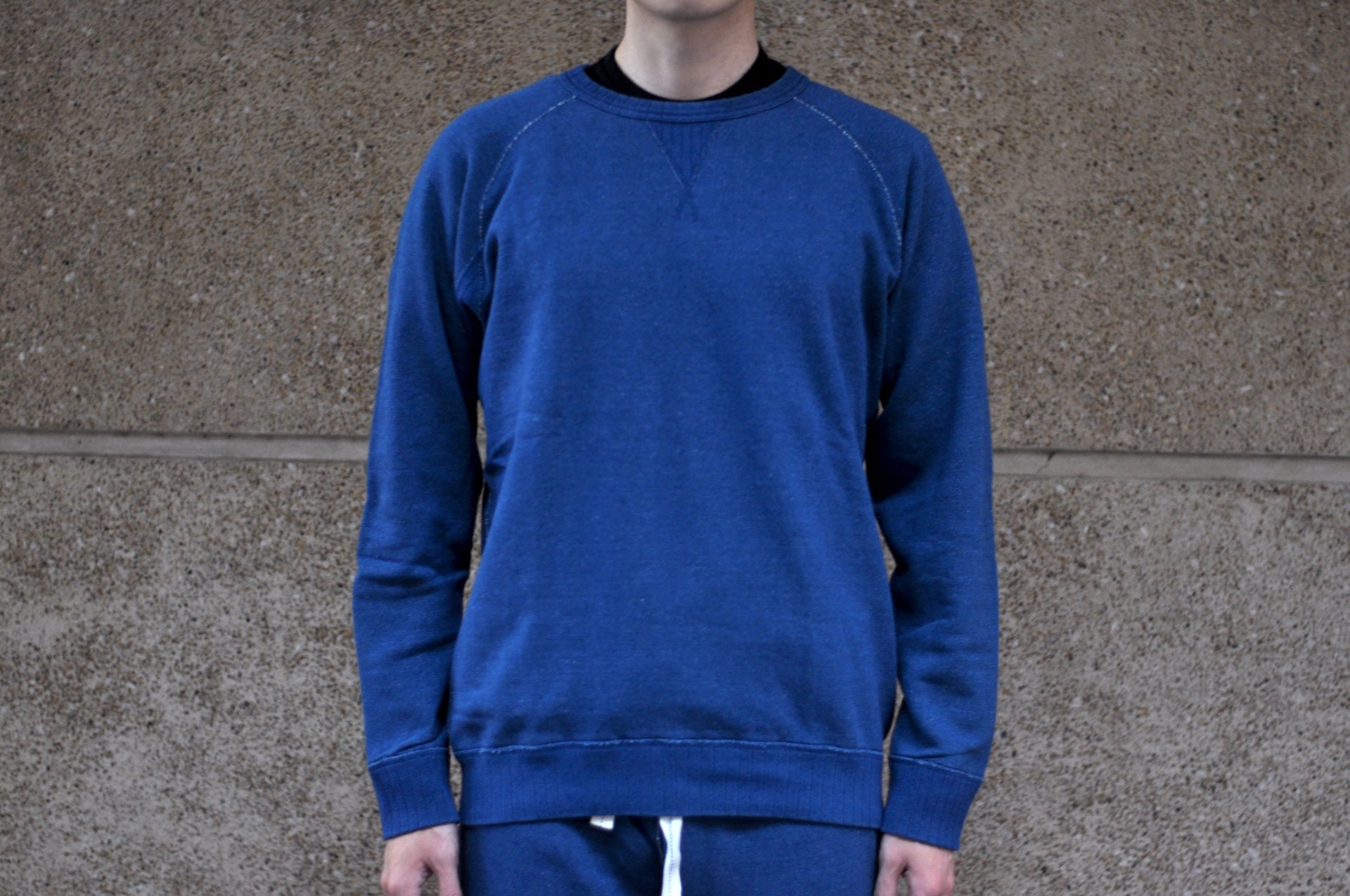 Pure Blue Japan "Slub Yarn" Raglan Sweatshirt (Greencast Indigo)