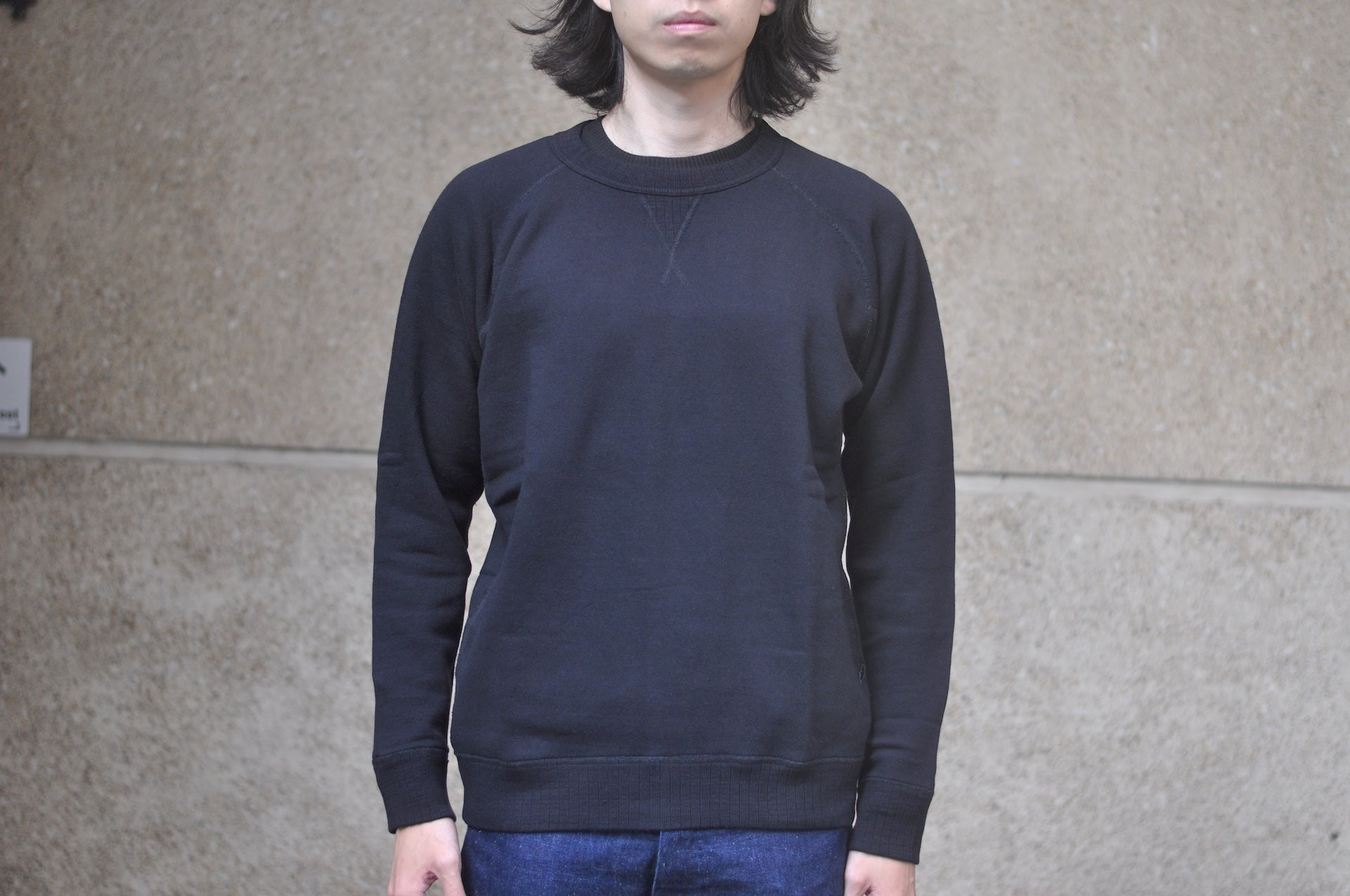 Pure Blue Japan  Indigo Dyed "Signature" Raglan Sweatshirt (Indigo X Black)