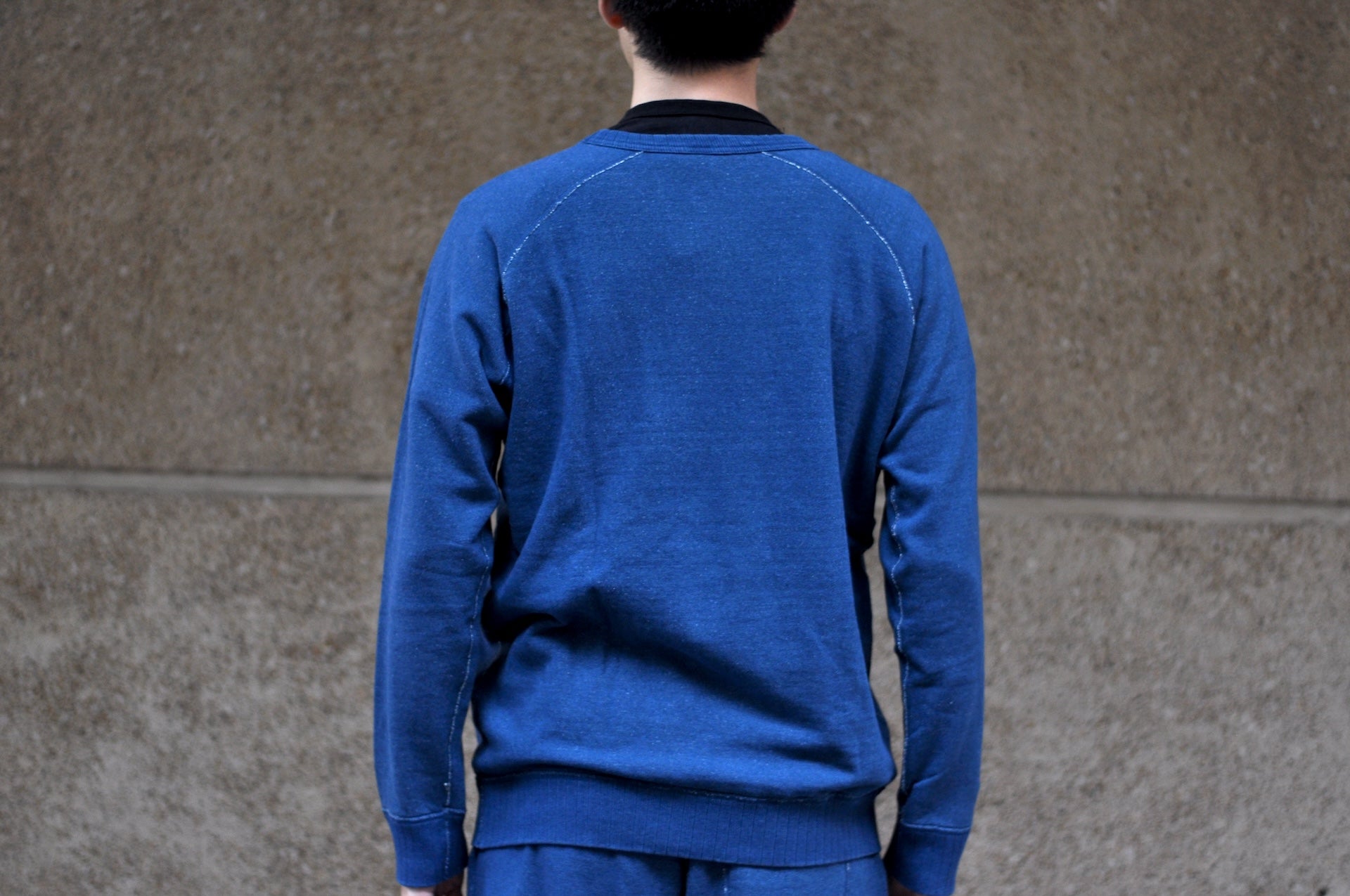 Pure Blue Japan "Slub Yarn" Raglan Sweatshirt (Greencast Indigo)