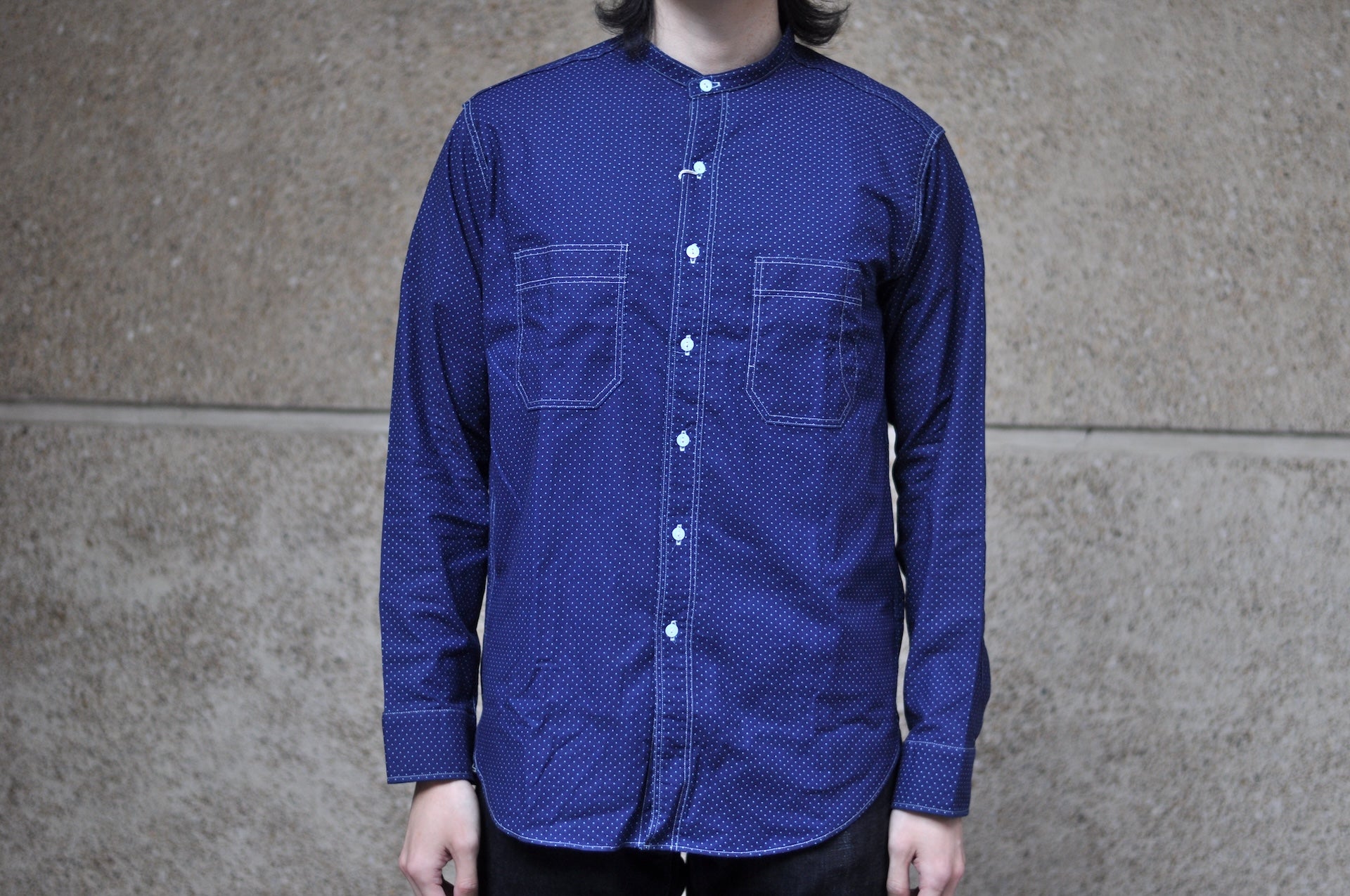 Warehouse Co. 5oz Indigo Dyed Selvage Wabash "Railroad" Stand Collar Shirt