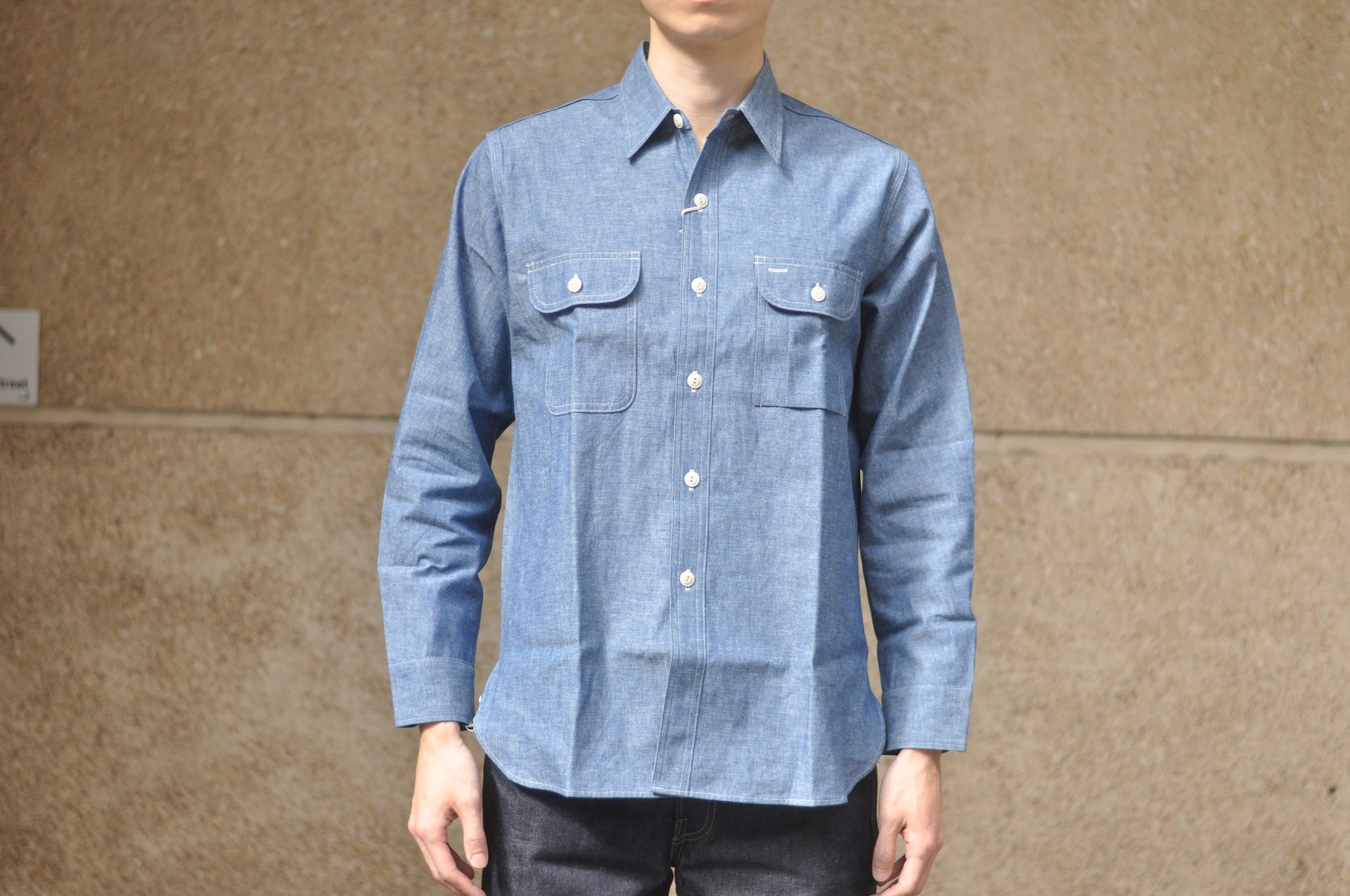 Warehouse Co. 6oz Selvage Chambray "BIG YANK" Work-shirt (Indigo)