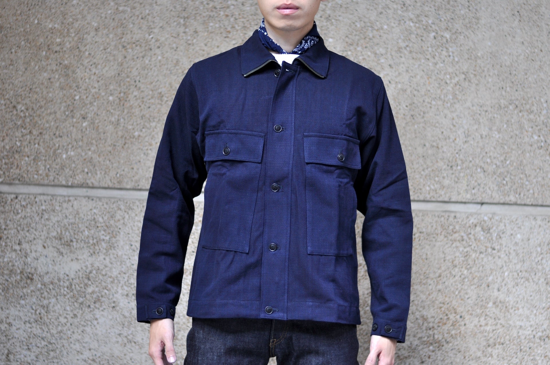 Samurai "Aimadara" Indigo Dyed Dobby Field Jacket