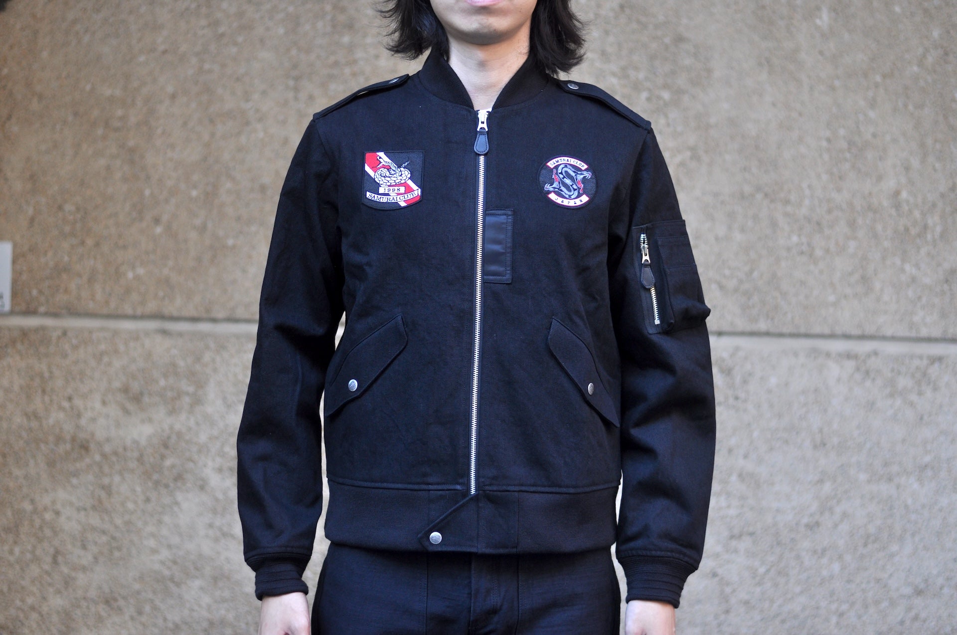 Samurai “Year of Snake” L-2 Denim Flight Jacket (Ultimate Black)