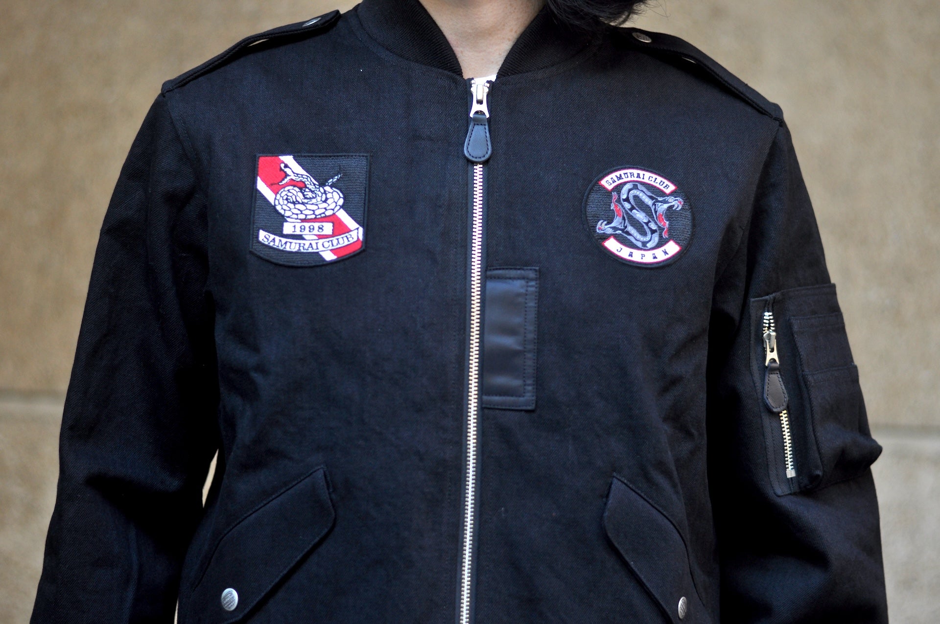 Samurai “Year of Snake” L-2 Denim Flight Jacket (Ultimate Black)