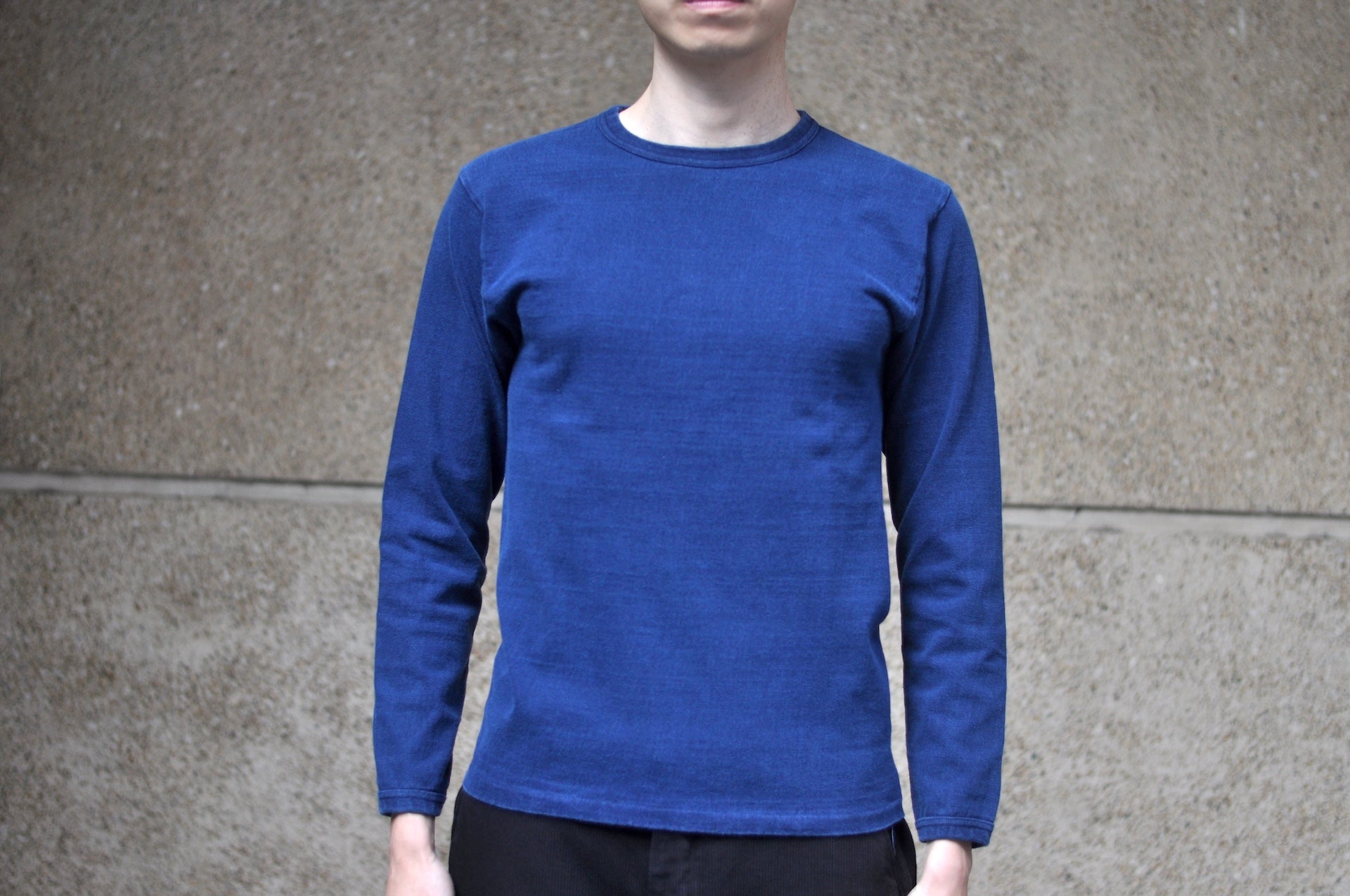 Dubble Works Heavyweight “STAND WHEELER” Loopwheeled L/S Tee (Natural Indigo)