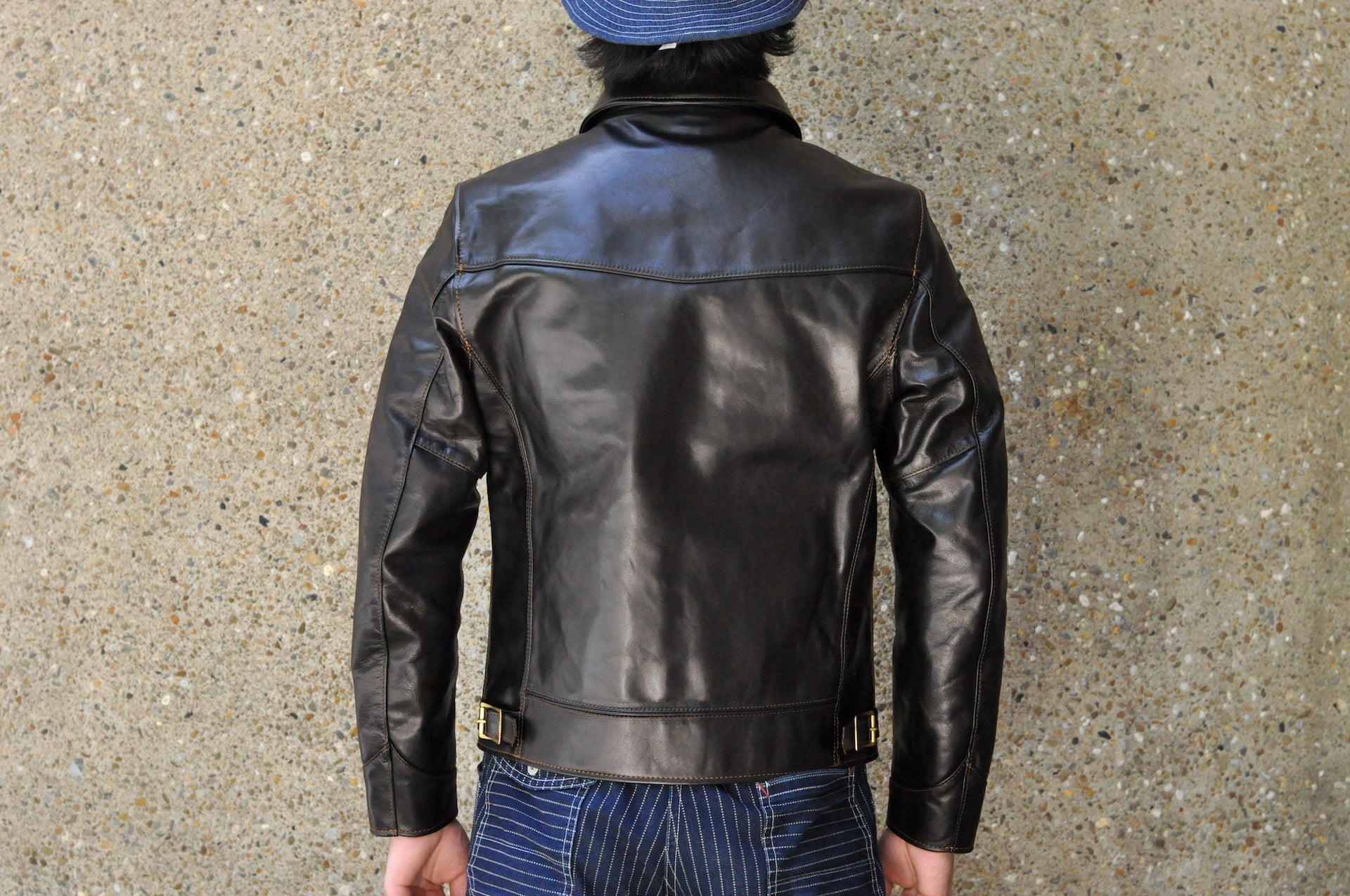 The Flat Head Horsehide 50s Single Riders Jacket (Black Tea-Cored