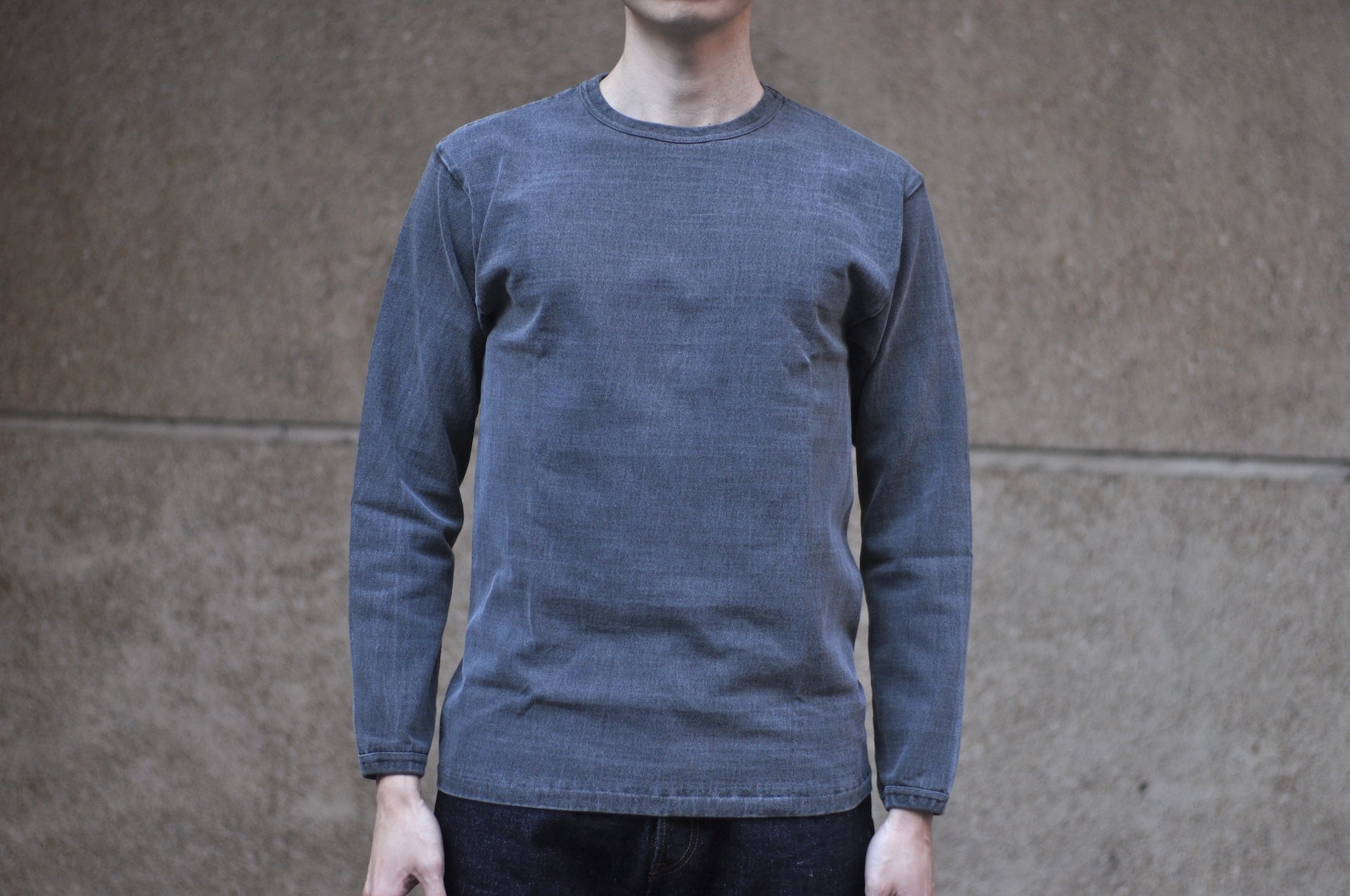 Dubble Works Heavyweight “STAND WHEELER” Pigment-Dyed Loopwheeled L/S Tee (P.D Sumikuro)