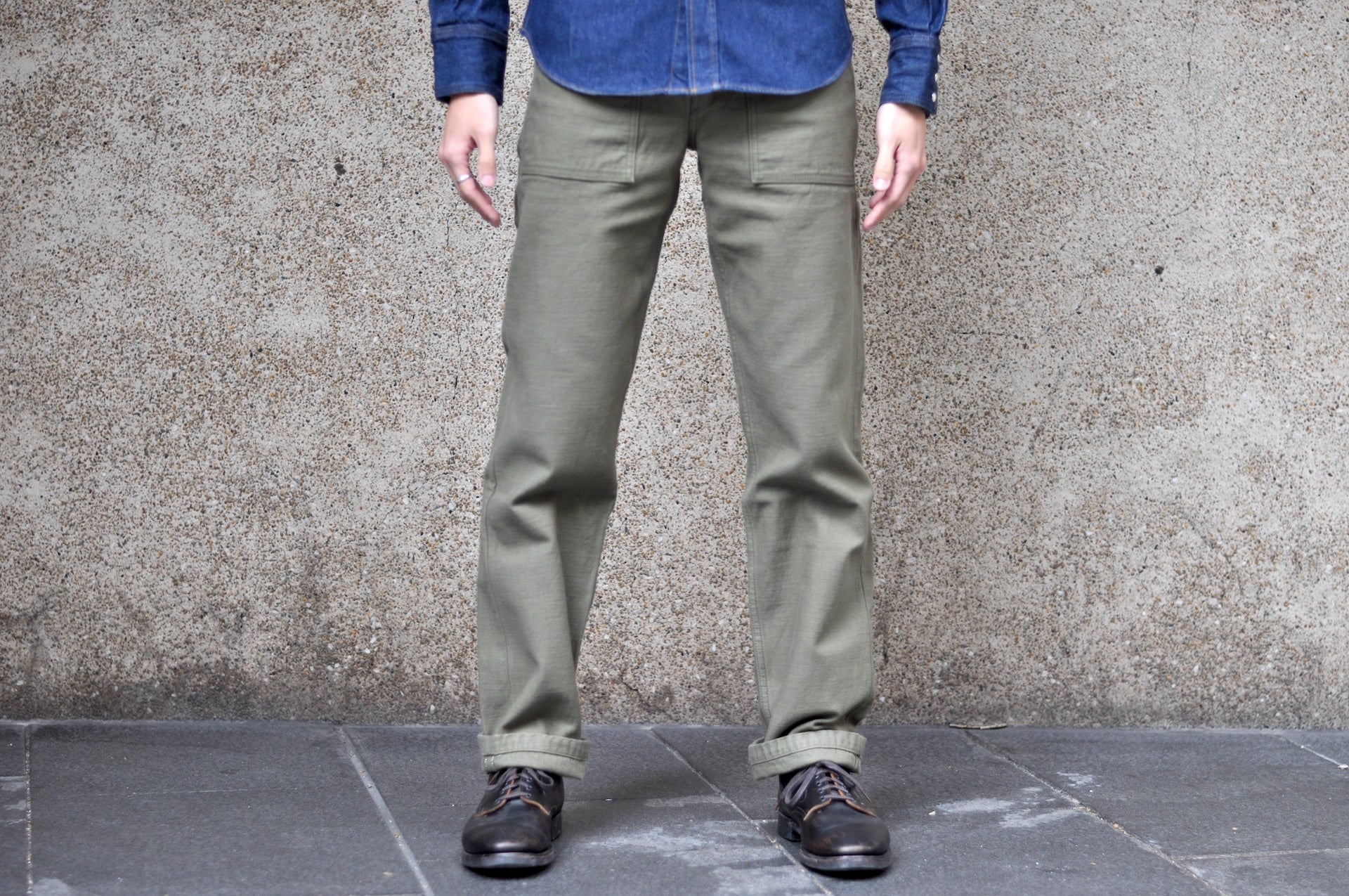 Samurai 15oz Selvage Back Satin Baker Pants (Olive)