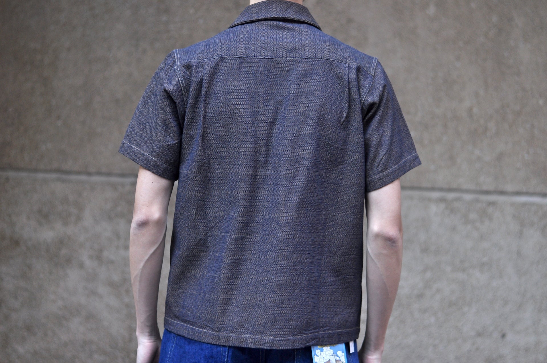 Samurai 10oz “Konako Ai-Madara” Sashiko S/S Open Collar Shirt