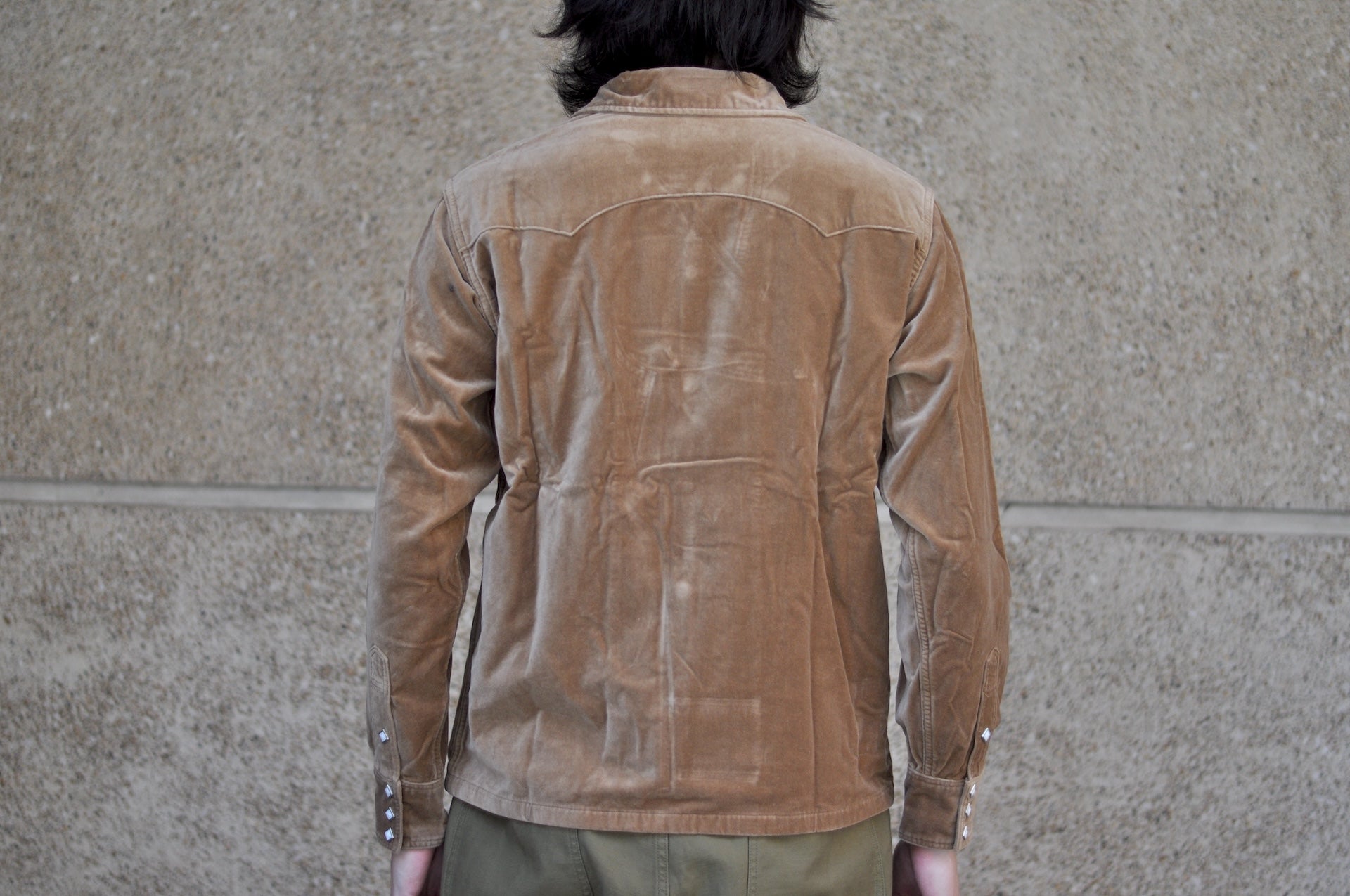 Stevenson Overall Co. Medium-weight Velveteen “UrbanLasso” Western Shirt (Sand Beige)