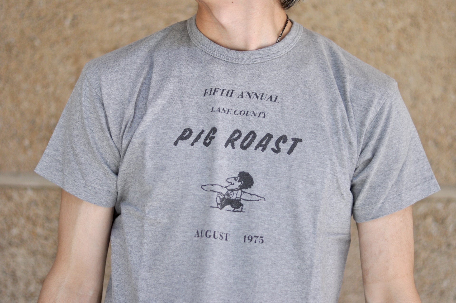 Warehouse 5oz "Pig Roast" Tubular Tee (Heather Grey)