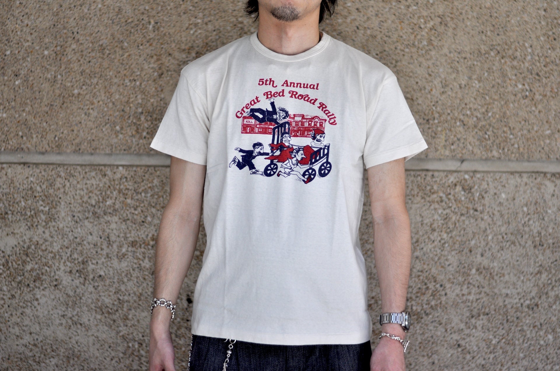 Warehouse 5oz "Great Bed Road Rally" Tubular Tee (Cream)