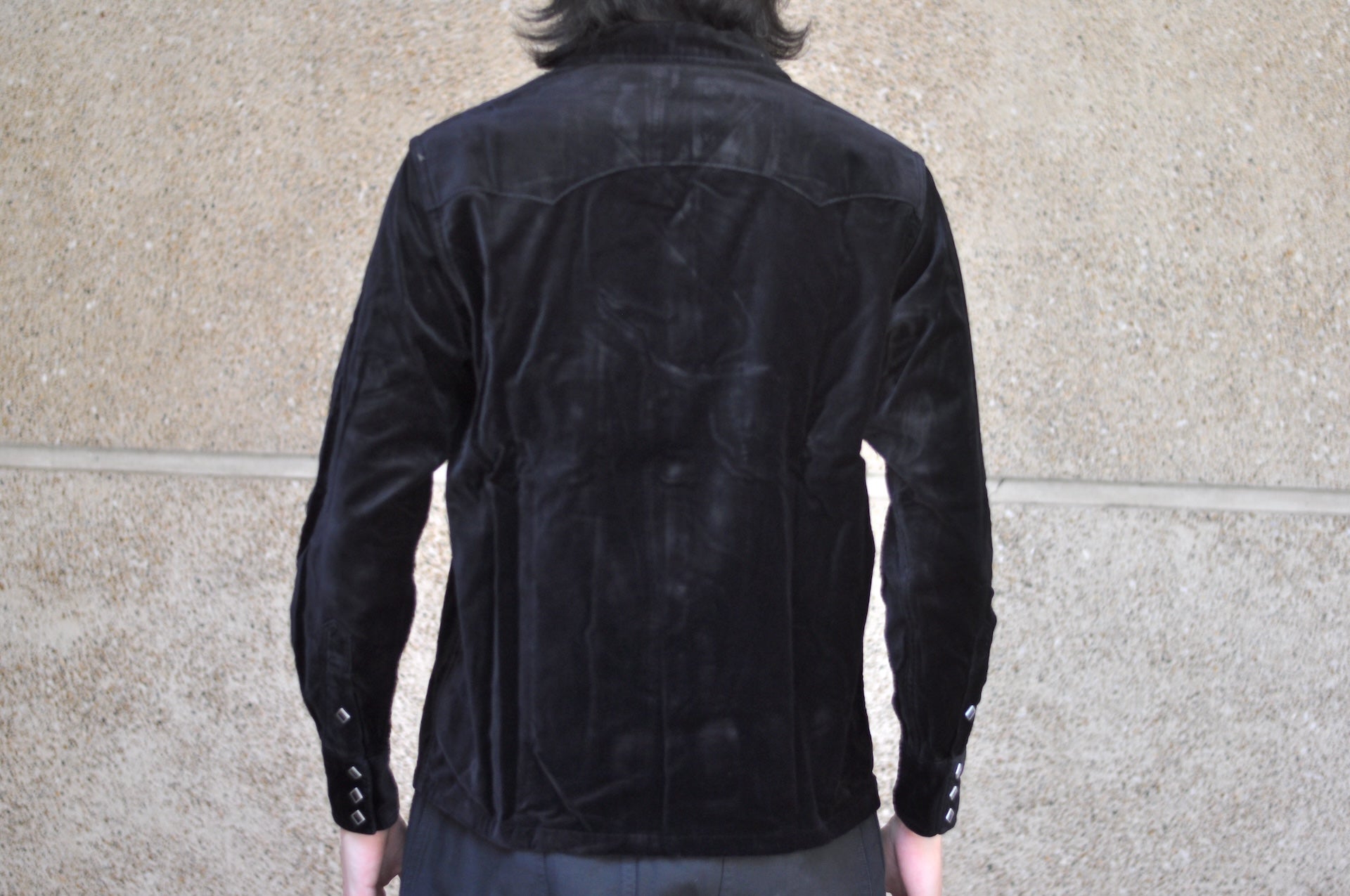 Stevenson Overall Co. Medium-weight Velveteen “UrbanLasso” Western Shirt (Solid Black)