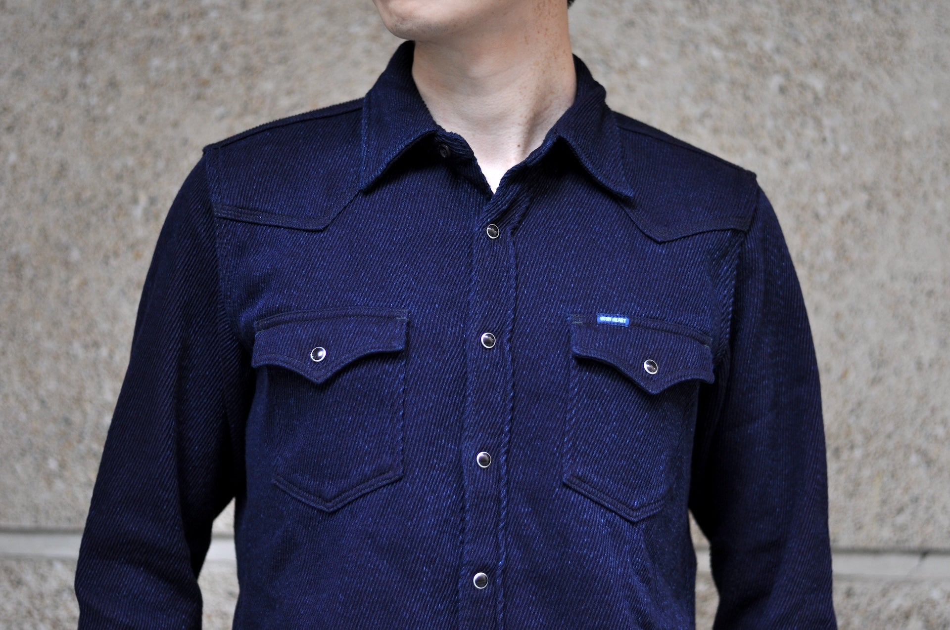 Iron Heart 14oz Heavyweight Indigo Dyed Kersey Western Shirt