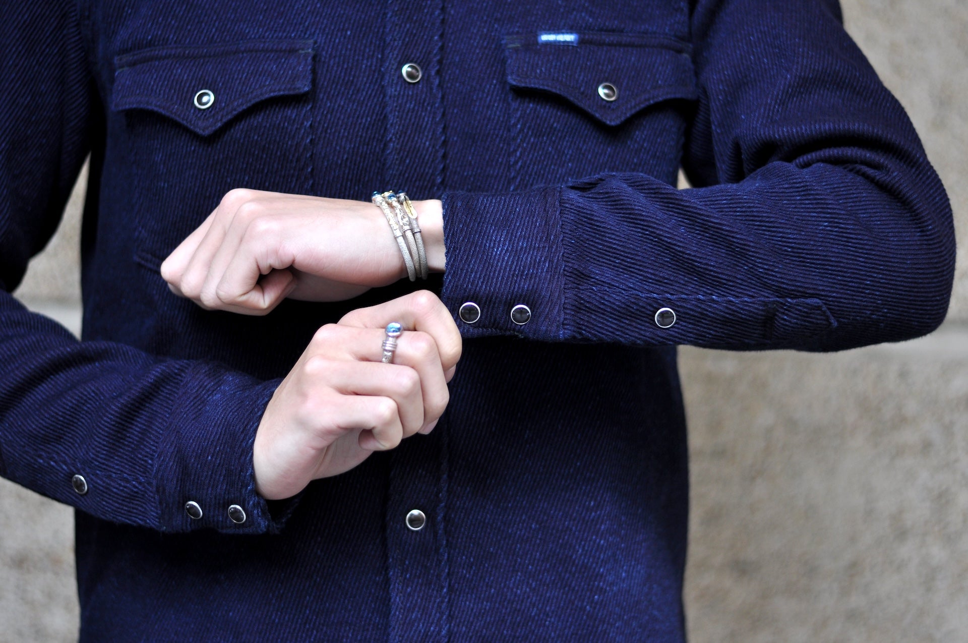 Iron Heart 14oz Heavyweight Indigo Dyed Kersey Western Shirt